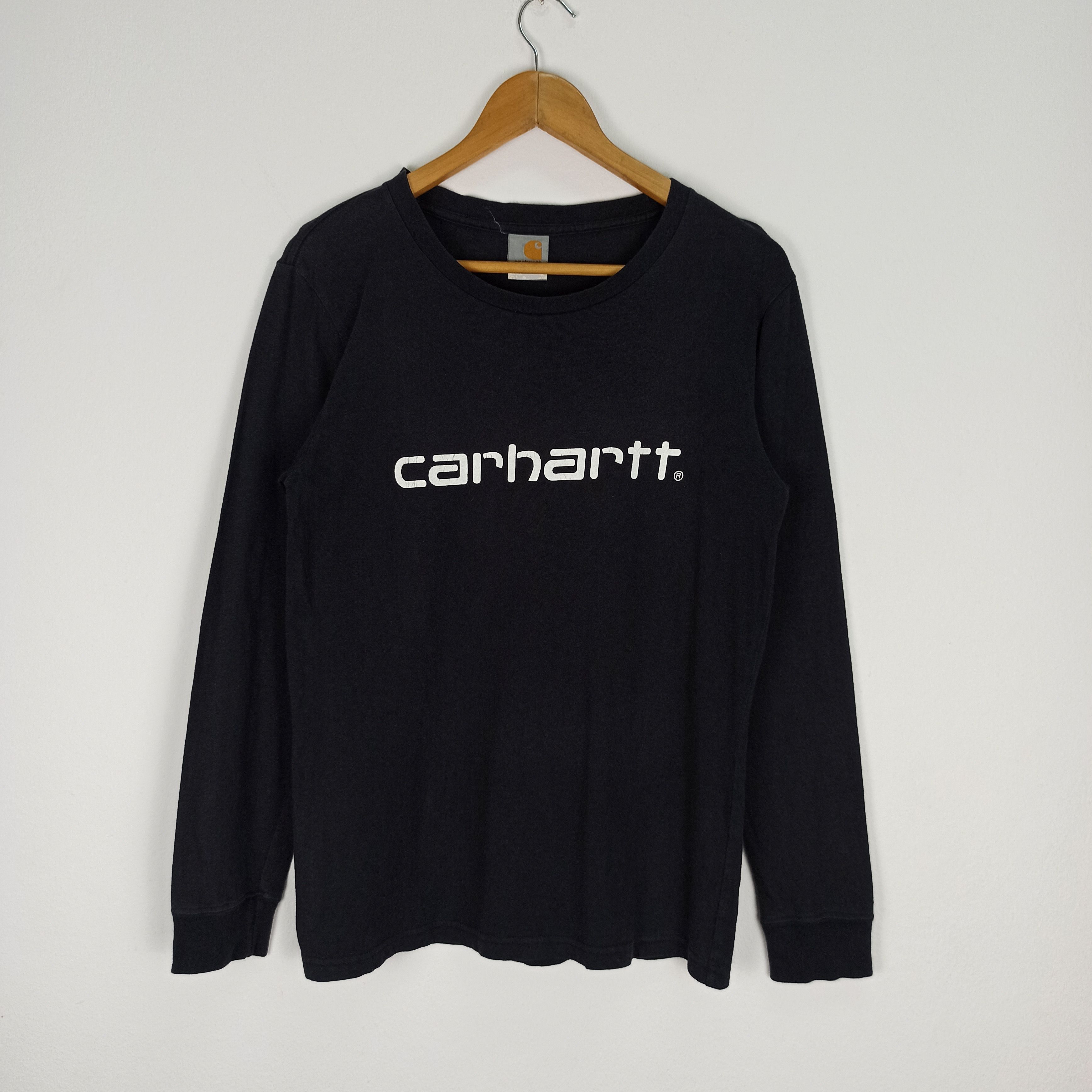 image of Carhartt Big Logo Long Sleece Tshirt in Black, Men's (Size Small)