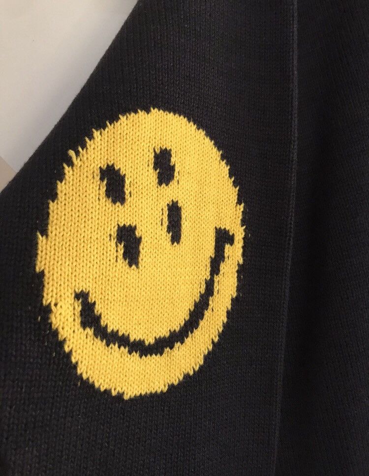 Kapital × Kapital Kountry KAPITAL 5G COTTON KNIT SMILIE (SMILE) PATCH SWEATER- BLACK Size US S / EU 44-46 / 1 - 10 Thumbnail