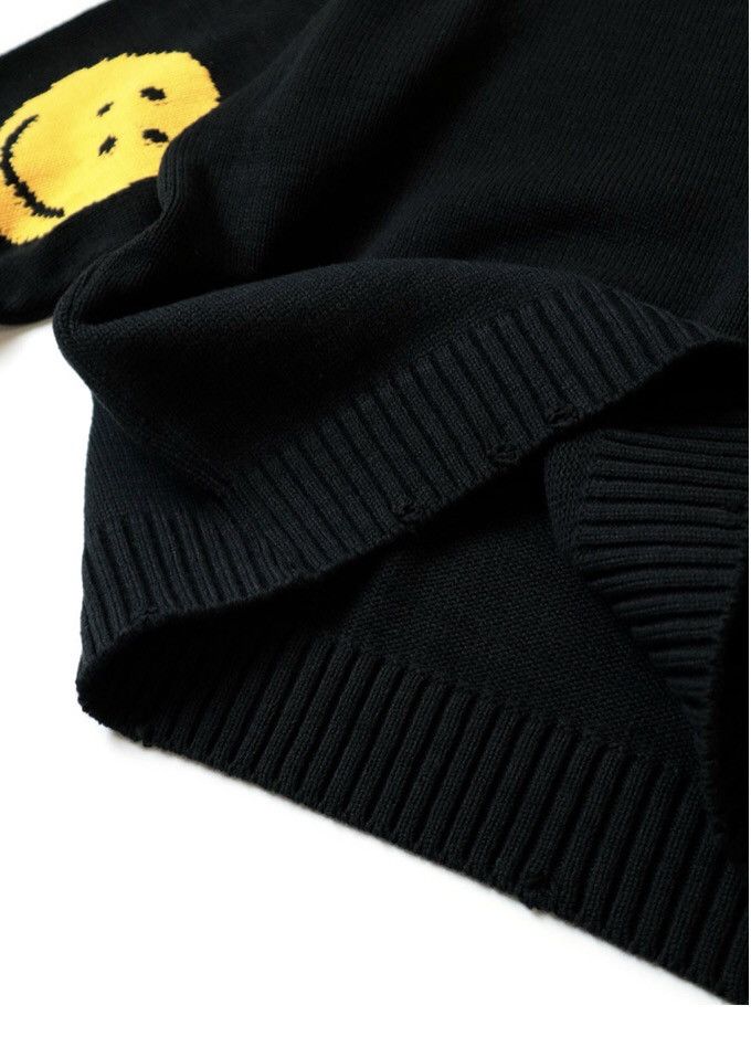 Kapital × Kapital Kountry KAPITAL 5G COTTON KNIT SMILIE (SMILE) PATCH SWEATER- BLACK Size US S / EU 44-46 / 1 - 3 Thumbnail