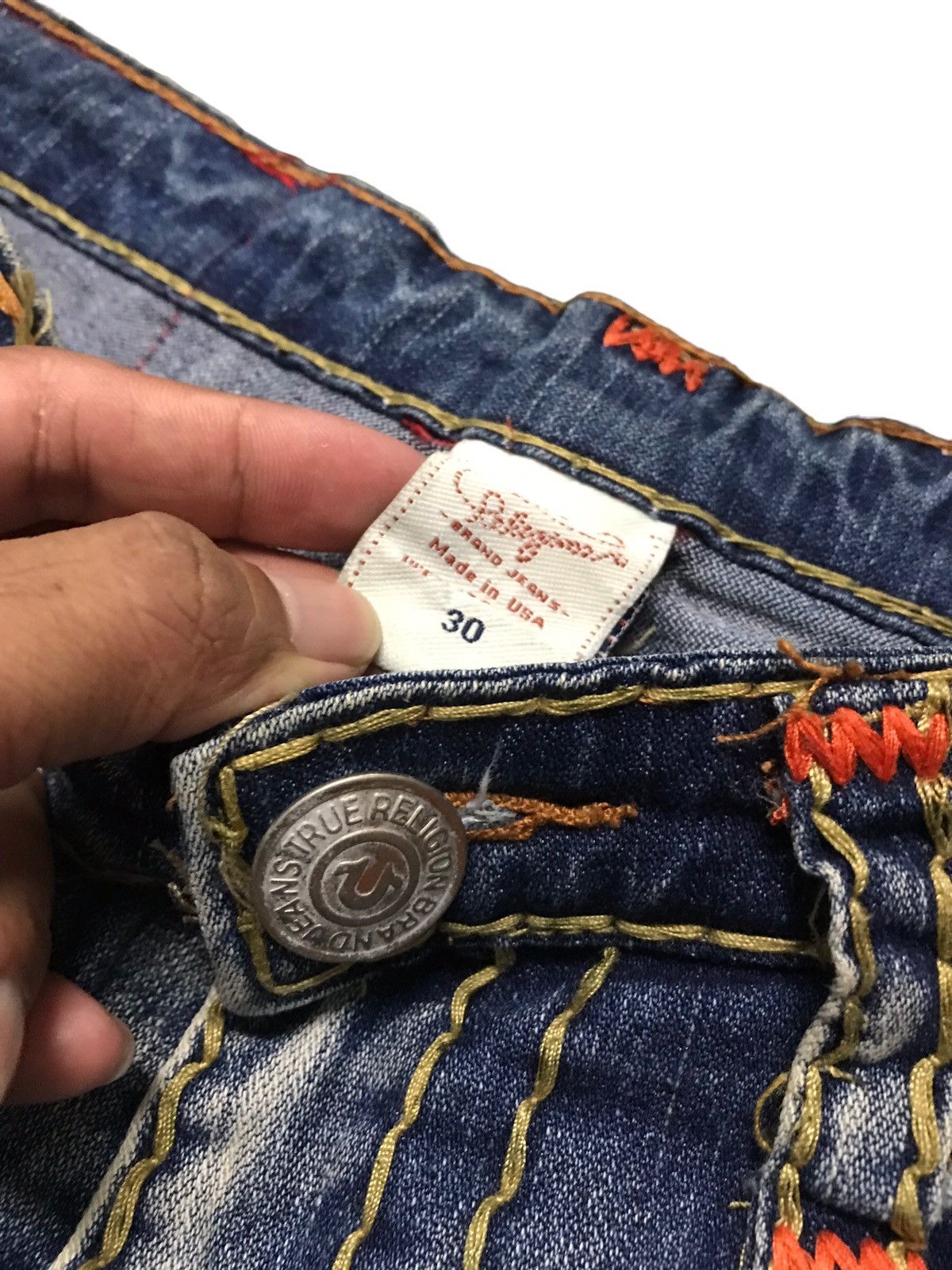 True Religion × Vintage Vintage True Religion Billy Big T Short Denim Jeans Size US 32 / EU 48 - 6 Thumbnail