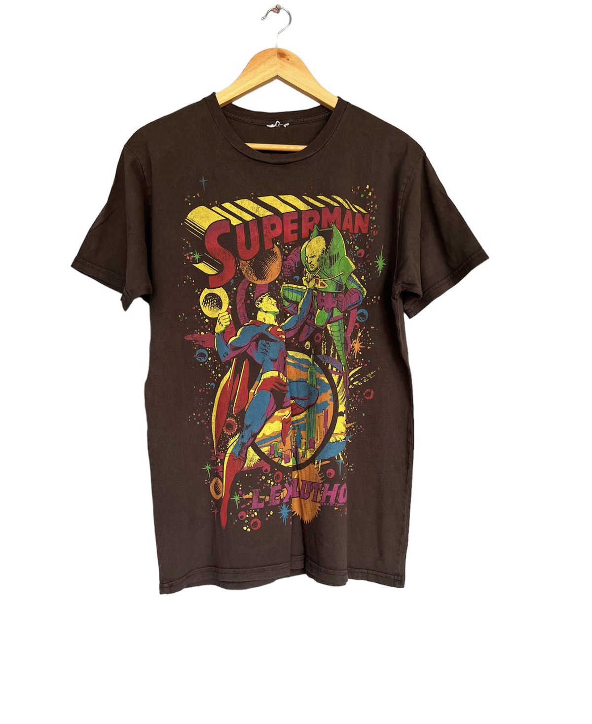 image of Dc Comics x Vintage Superman/lex Luthor Tee in Dark Brown, Men's (Size Large)