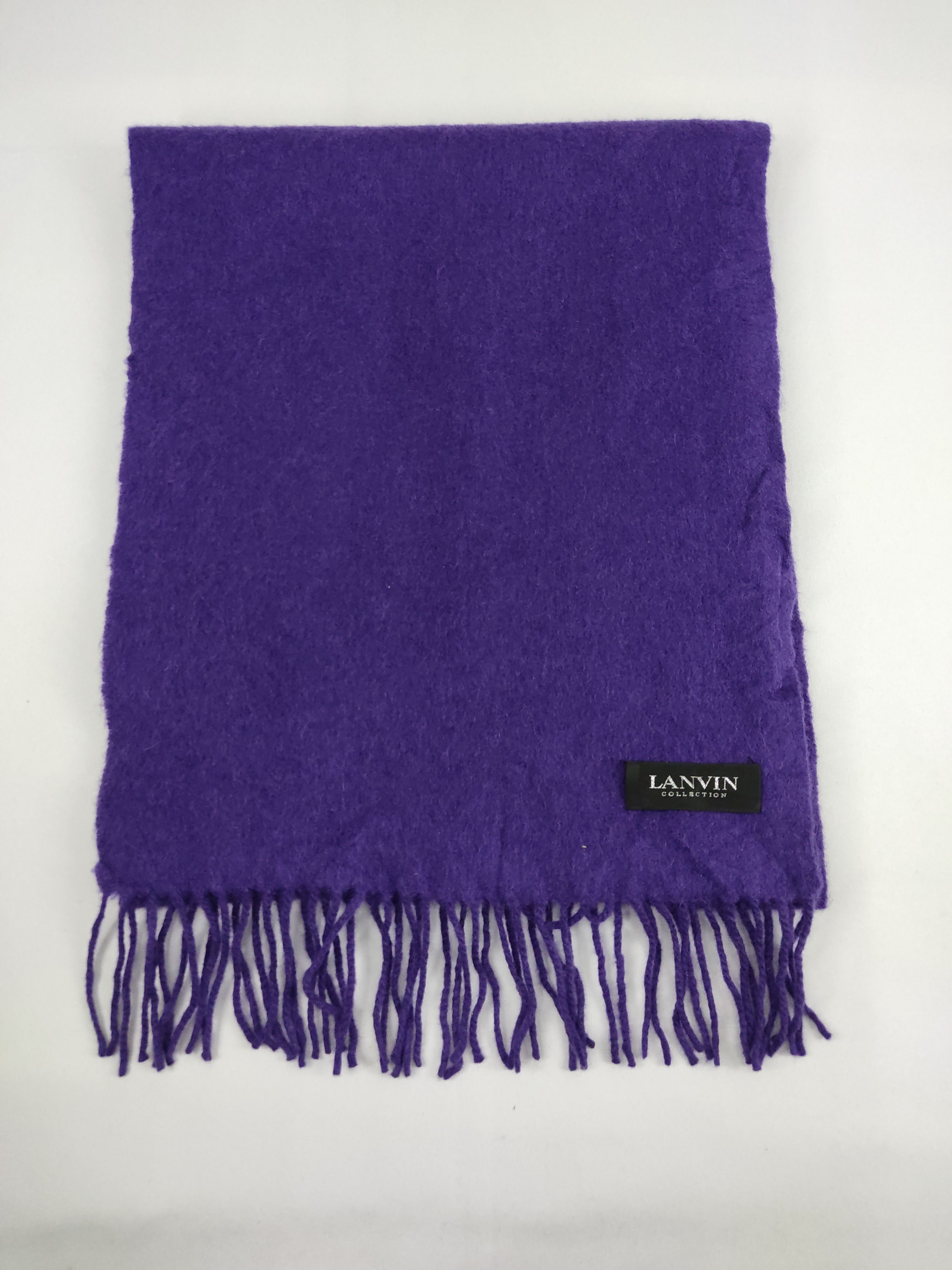 Designer Lanvin Collection Scarf Muffler Blue Plain Neck Winter Wear Size ONE SIZE - 2 Thumbnail