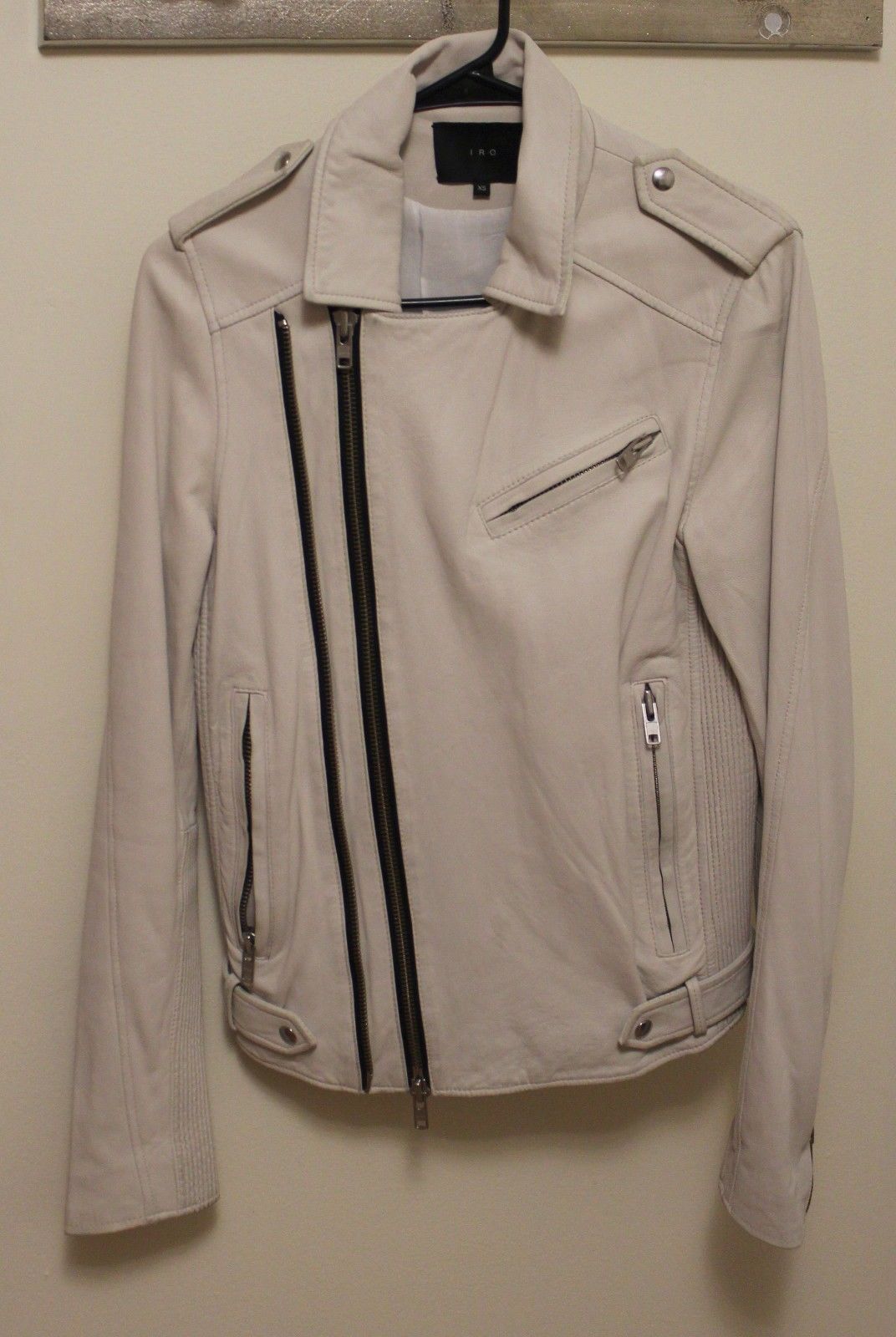 Image of Iro Men's Lamb Leather Evan Jacket Size Xs in White