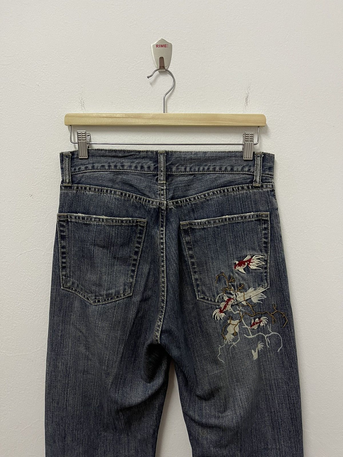 Japanese Brand × Vintage Japanese Tradisional Fish Embroidery Logo Distressed Jeans Size US 31 - 12 Thumbnail