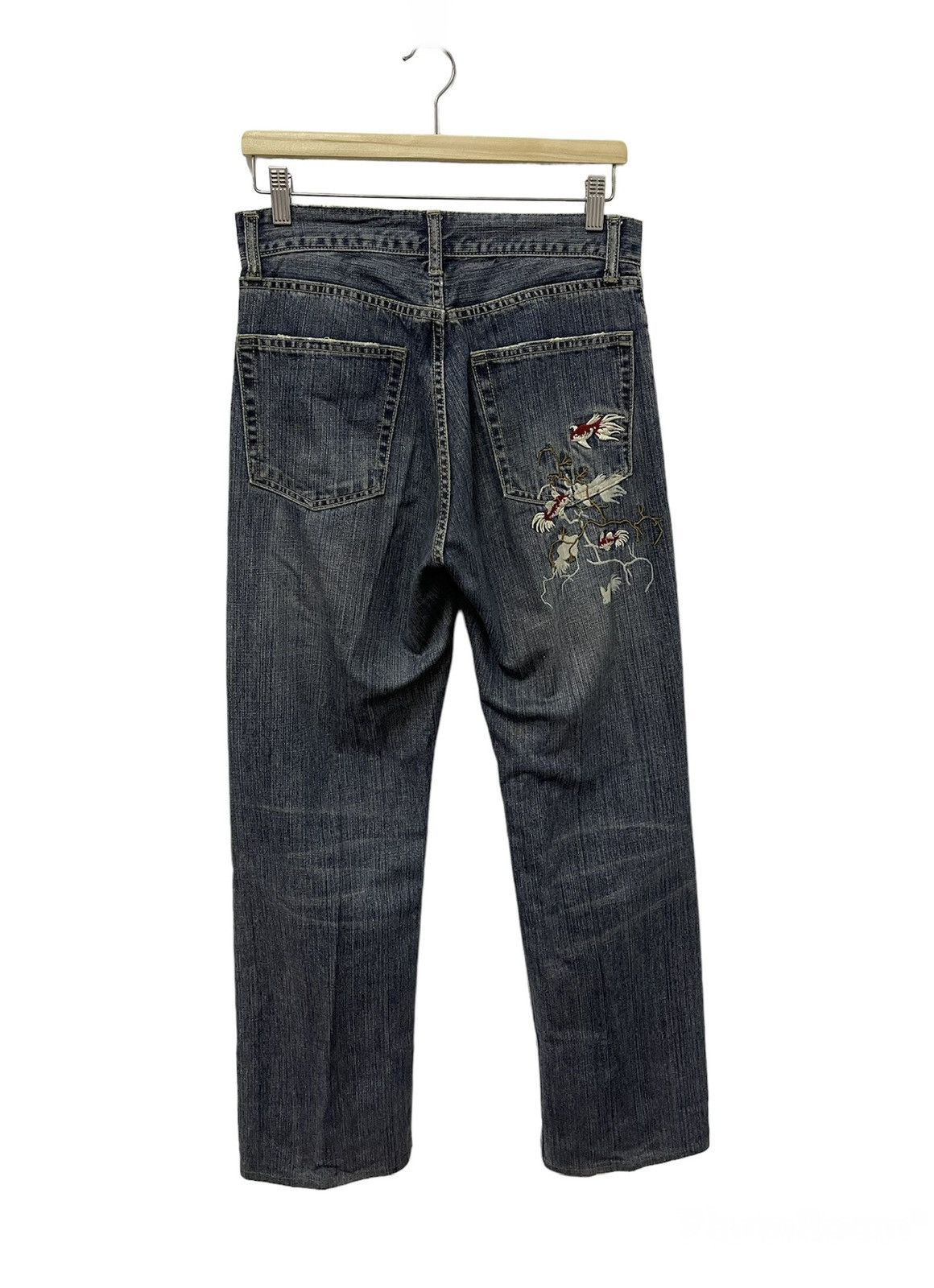 Japanese Brand × Vintage Japanese Tradisional Fish Embroidery Logo Distressed Jeans Size US 31 - 11 Thumbnail