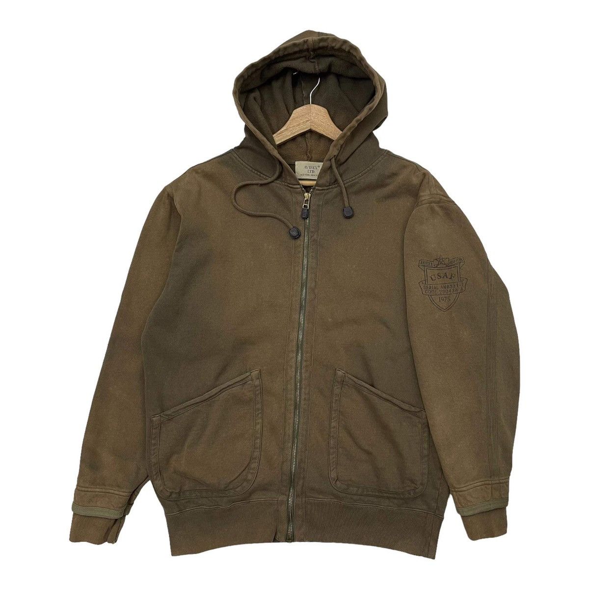 FADED💥Vintage Avirex Sun Faded Colour Zipper Hoodies Size M