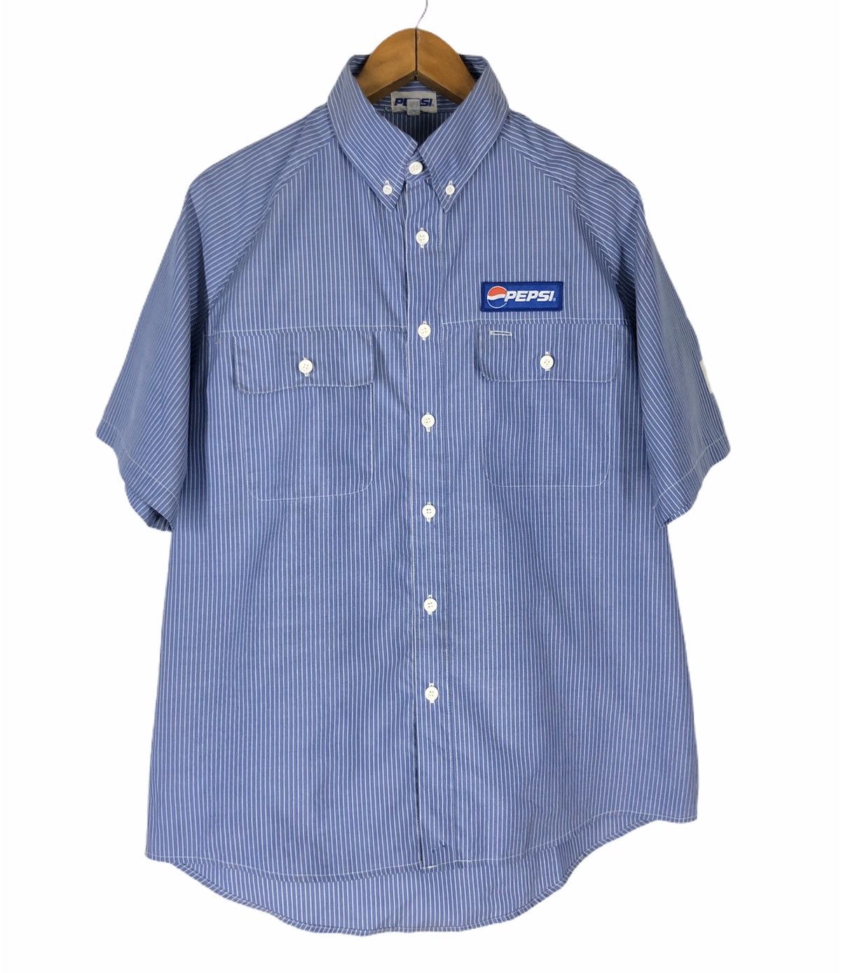 Pepsi × Vintage Vintage Pepsi Button Up Striped Shirt Size US L / EU 52-54 / 3 - 1 Thumbnail
