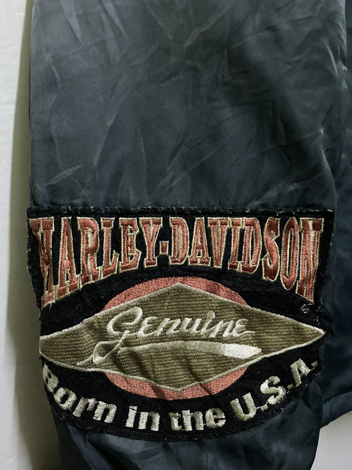 Harley Davidson Biker Motorcycle Faded Bomber Jacket Size US L / EU 52-54 / 3 - 4 Thumbnail