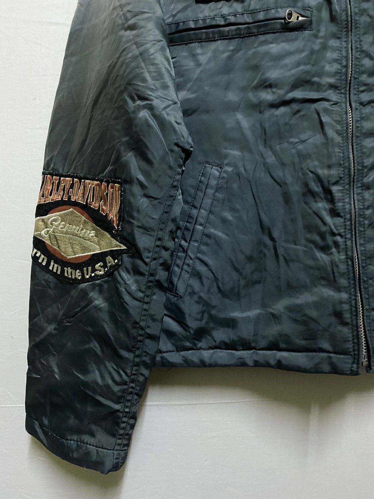 Harley Davidson Biker Motorcycle Faded Bomber Jacket Size US L / EU 52-54 / 3 - 3 Thumbnail
