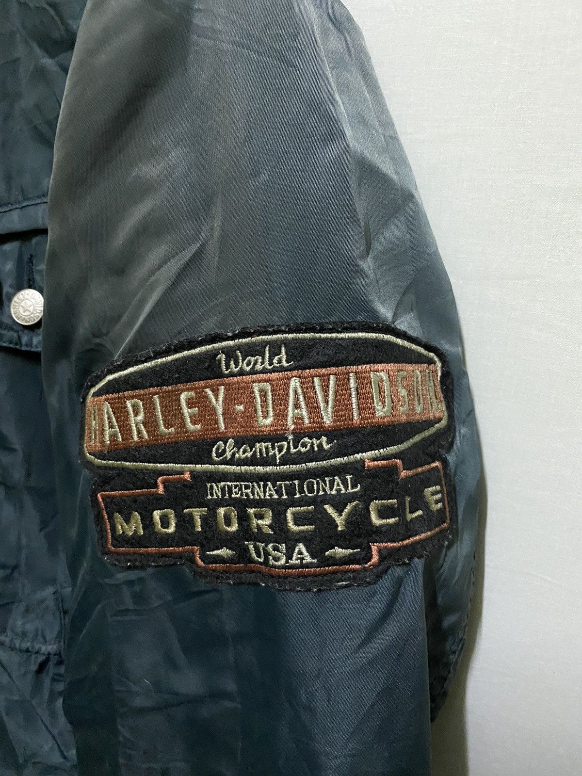 Harley Davidson Biker Motorcycle Faded Bomber Jacket Size US L / EU 52-54 / 3 - 7 Thumbnail