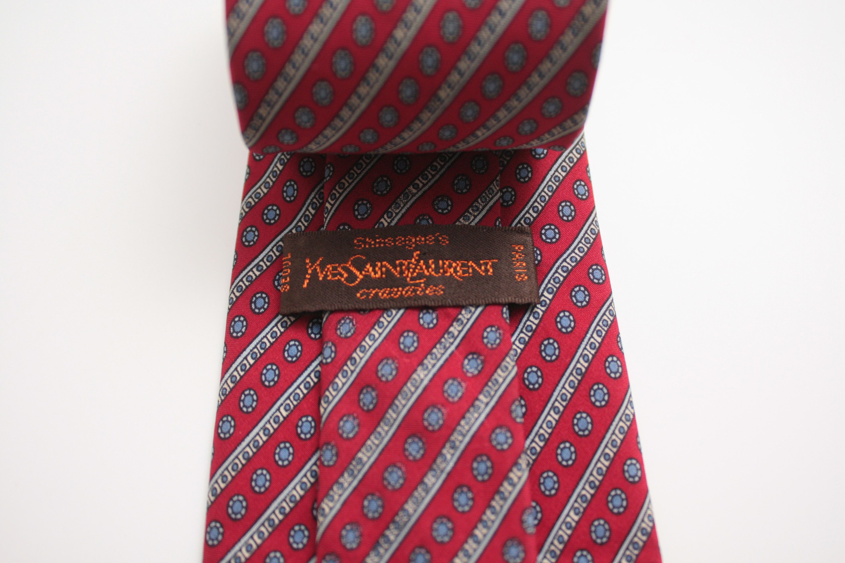 Yves Saint Laurent Yves Saint Laurent Red Vintage Silk Tie Size ONE SIZE - 2 Thumbnail