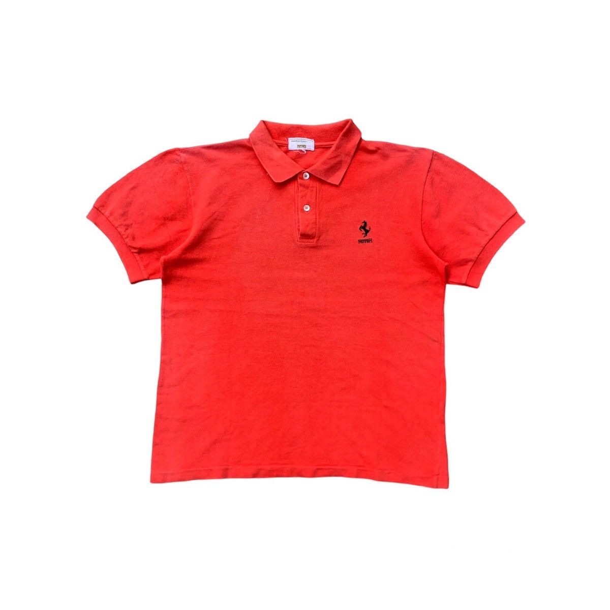 image of Vintage Ferrari Racing Polo Shirt in Faded Red, Men's (Size Medium)