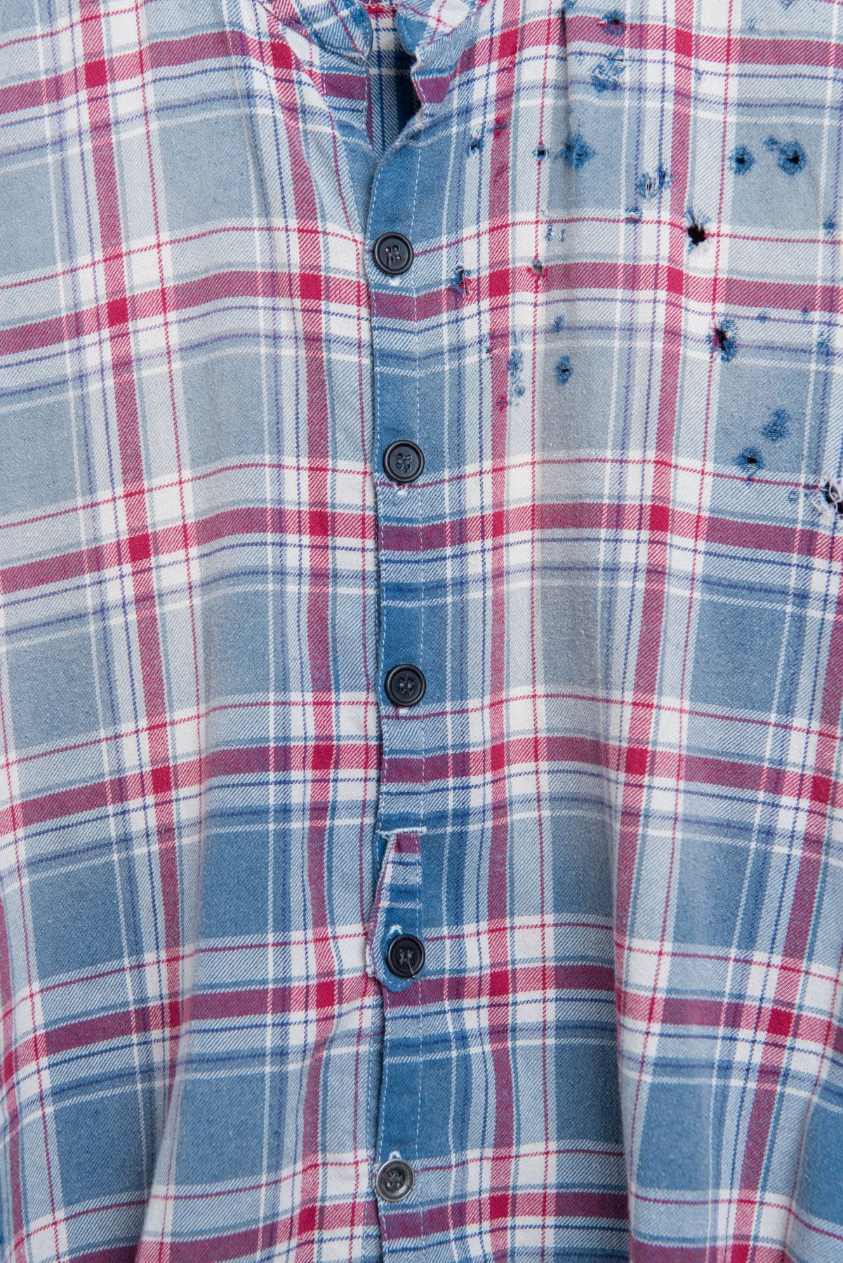 Greg Lauren Bleach Faded Destroyed Everest Flannel Studio Shirt Size US S / EU 44-46 / 1 - 2 Thumbnail