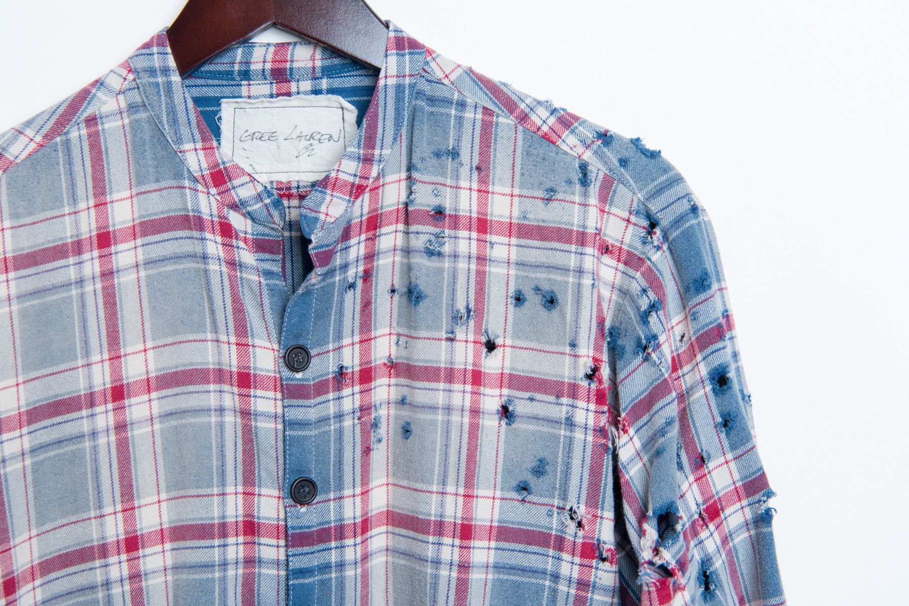 Greg Lauren Bleach Faded Destroyed Everest Flannel Studio Shirt Size US S / EU 44-46 / 1 - 3 Thumbnail