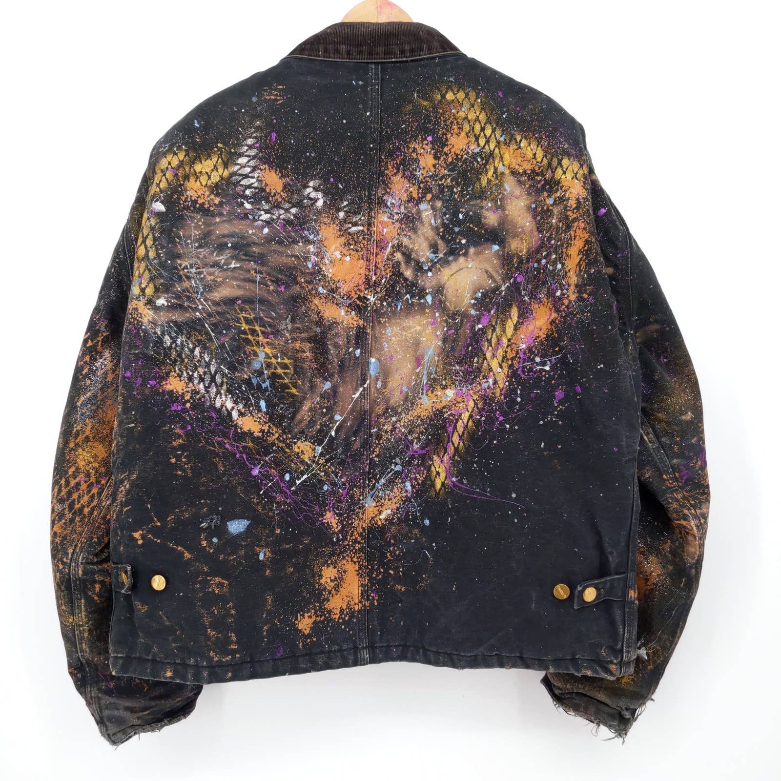 Carhartt × Vintage Vintage Carhartt Custom Painted Heart Jacket Corduroy Collar Size US XL / EU 56 / 4 - 2 Thumbnail