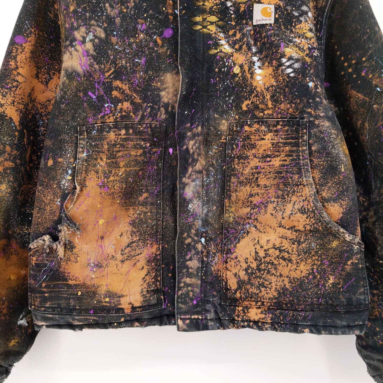 Carhartt × Vintage Vintage Carhartt Custom Painted Heart Jacket Corduroy Collar Size US XL / EU 56 / 4 - 4 Thumbnail