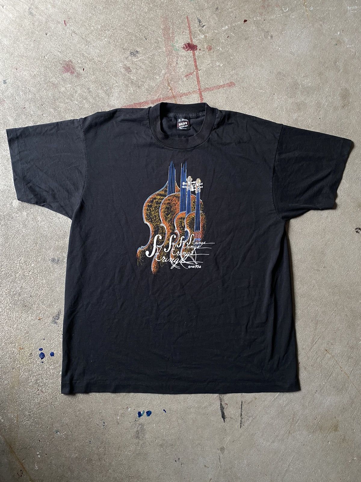 Band Tees × Vintage vintage 1988 strings guitar music tee Size US XL / EU 56 / 4 - 1 Thumbnail