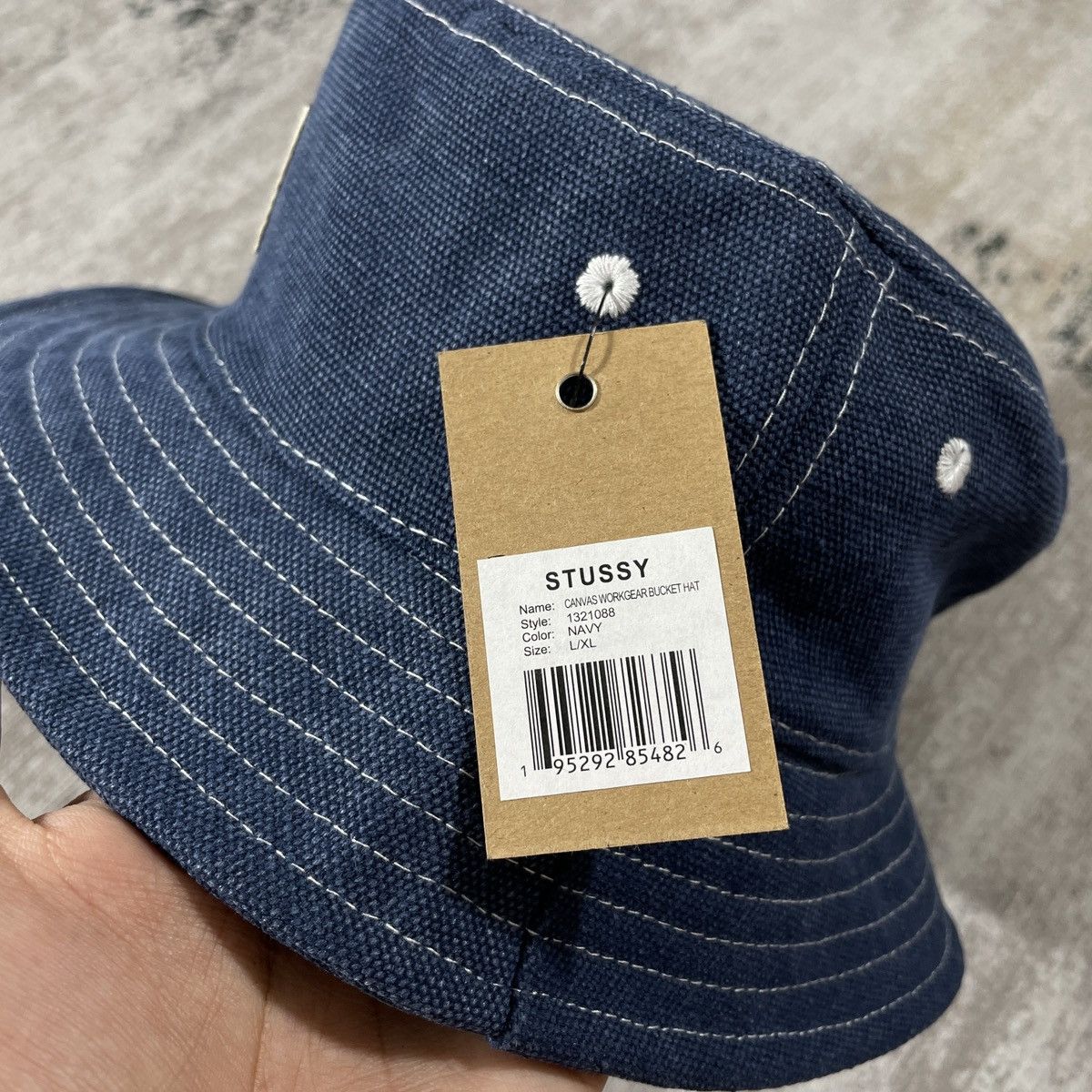 Stussy STUSSY WORKGEAR CANVAS BUCKET HAT - NAVY Size ONE SIZE - 4 Thumbnail