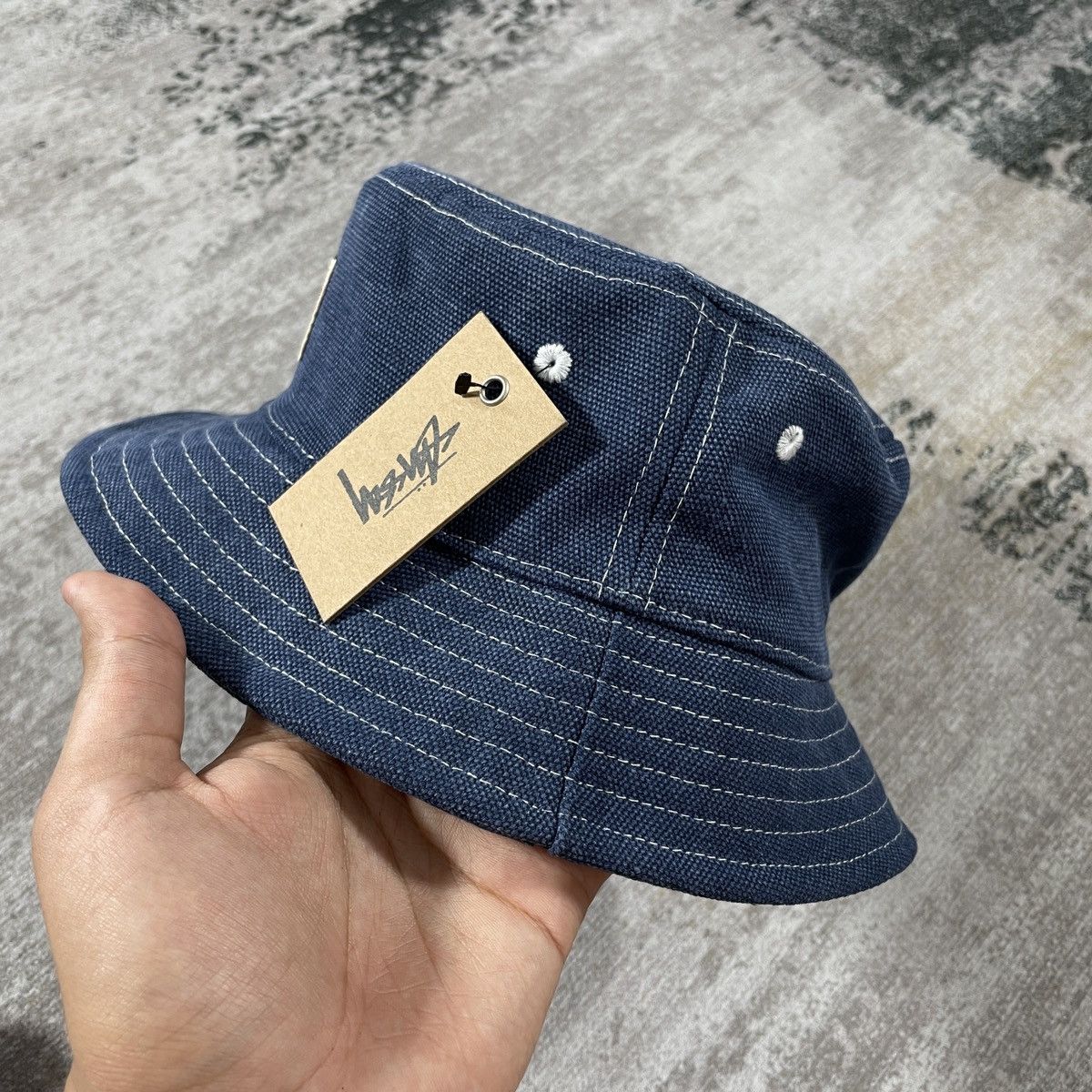 Stussy STUSSY WORKGEAR CANVAS BUCKET HAT - NAVY Size ONE SIZE - 3 Thumbnail
