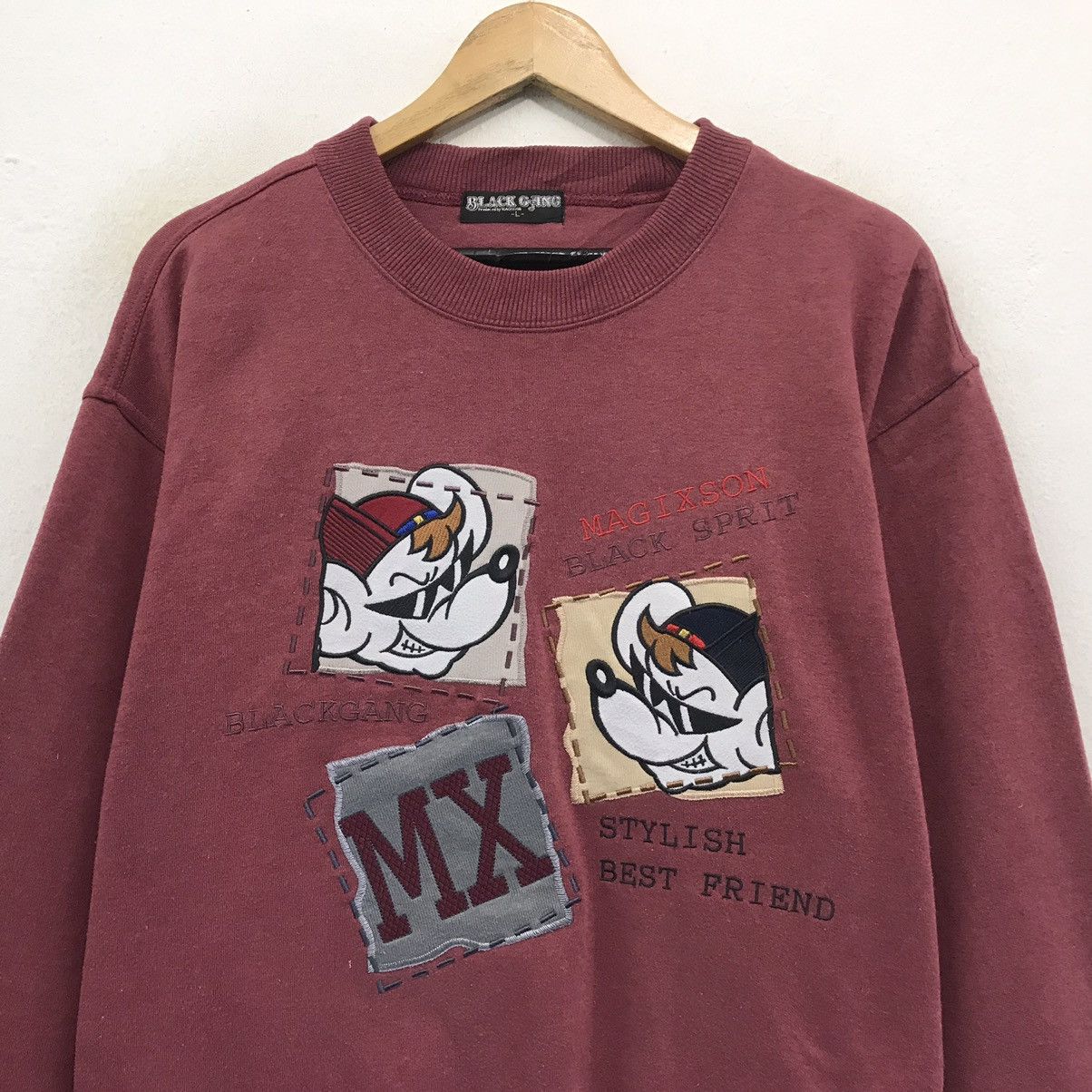 Cartoon Network × Japanese Brand × Vintage Magixson Sweatshirt Abstract Geometric Spellout Black Gang Size US M / EU 48-50 / 2 - 3 Thumbnail
