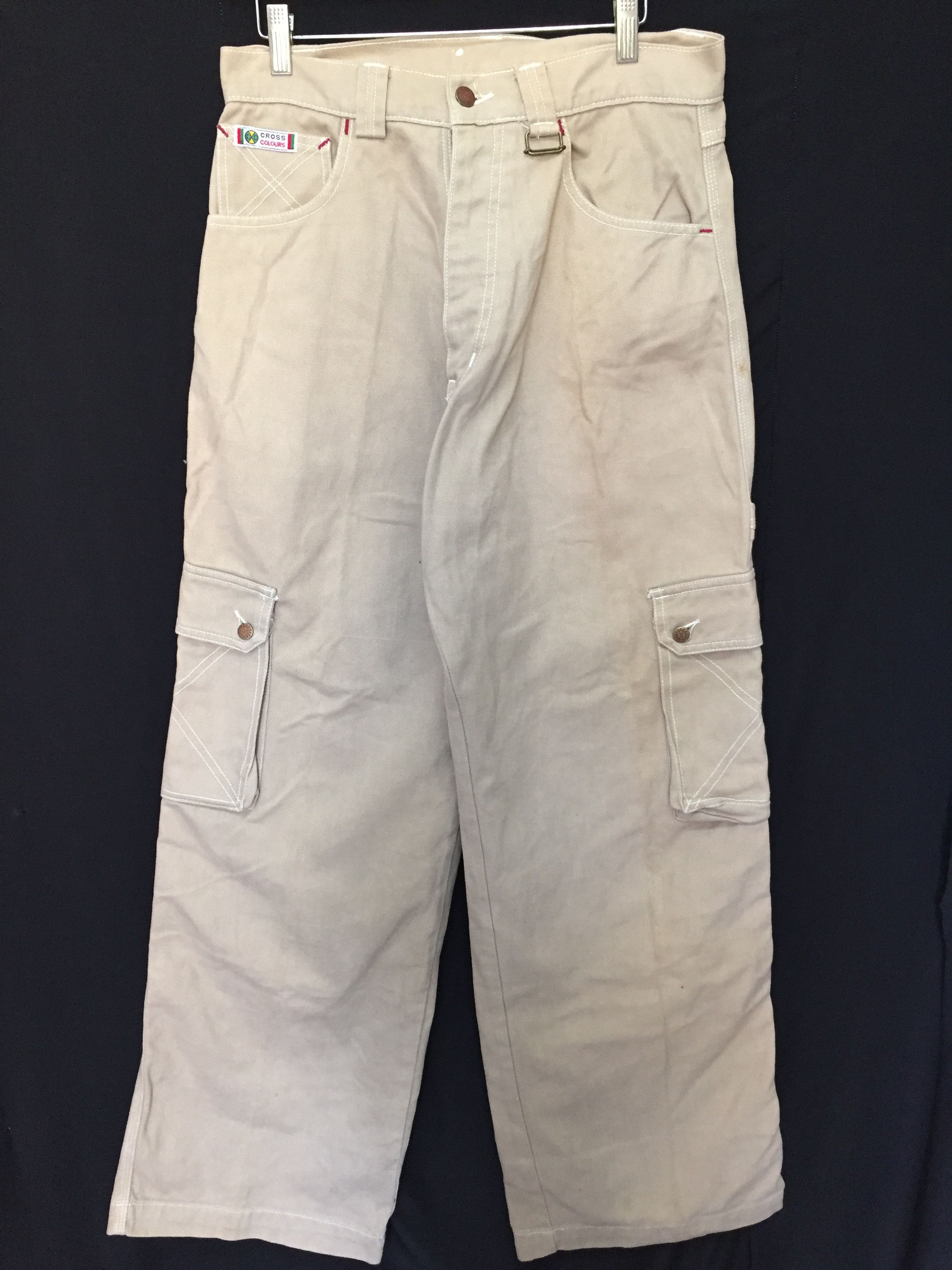 Cross Colours × JNCO × Vintage 90's CC heavy contra stitch baggy cargos carpenter pants Size US 30 / EU 46 - 6 Thumbnail