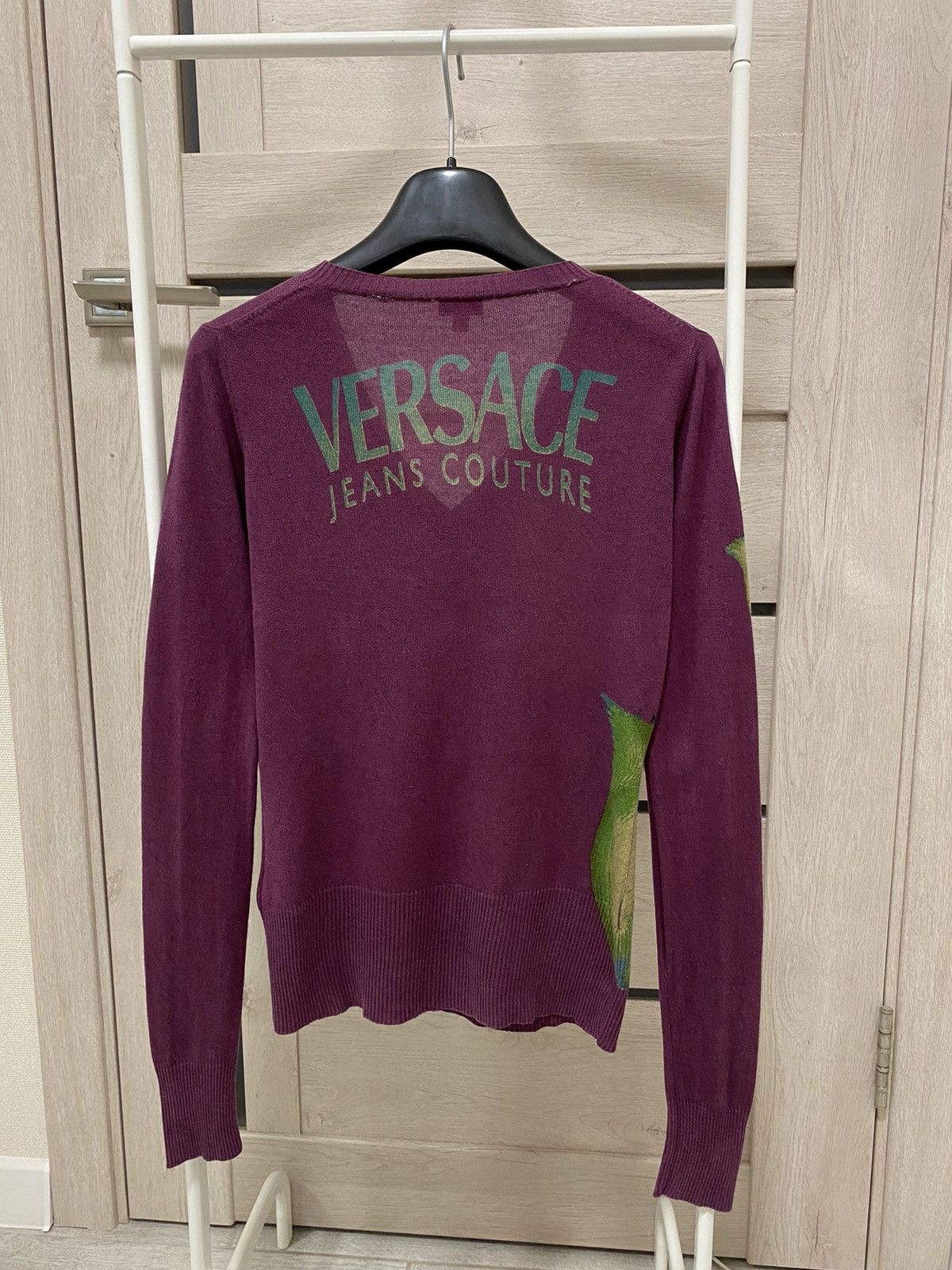 image of Versace Jeans Couture Vintage Silk-Cashmere Women’S Sweater in Plum, Women's