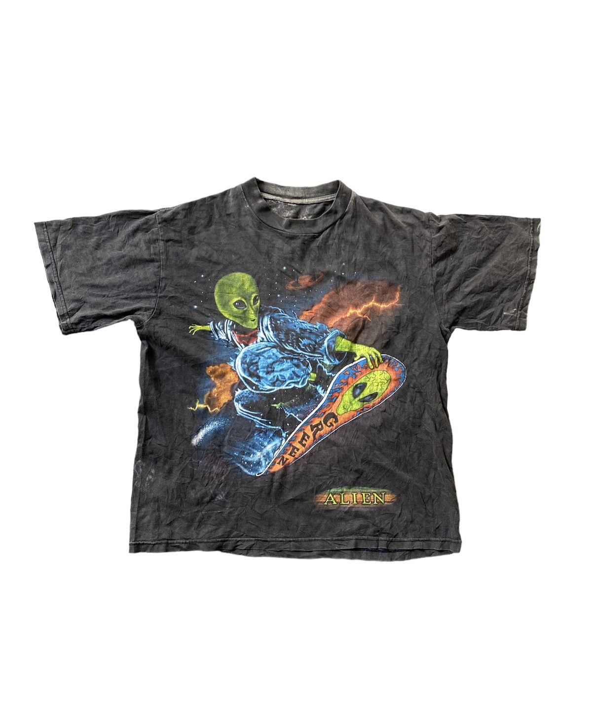 Vintage 90s Green Alien skate punk by R.K. Stratman Harley Davidson Size US L / EU 52-54 / 3 - 1 Thumbnail