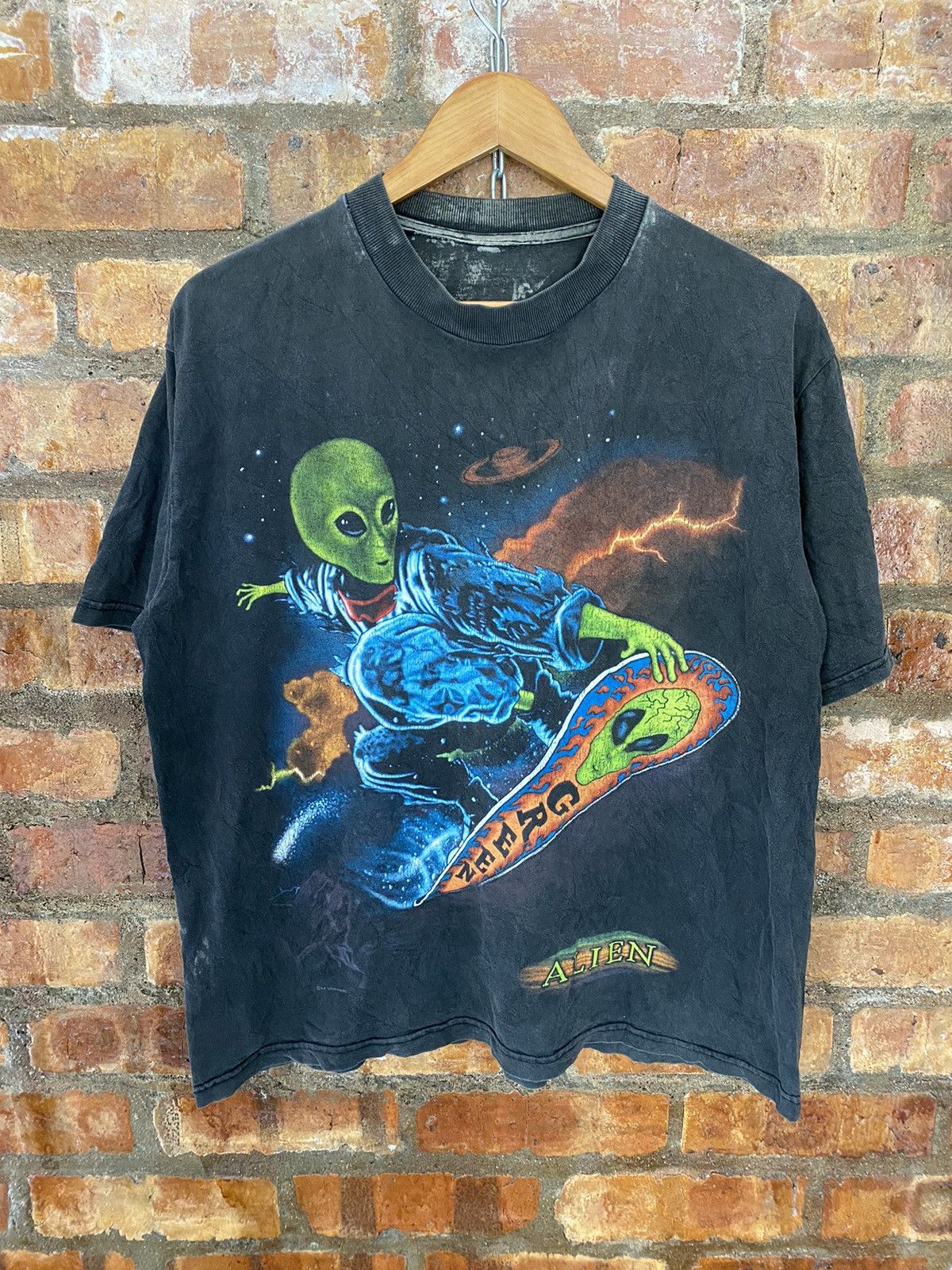 Vintage 90s Green Alien skate punk by R.K. Stratman Harley Davidson Size US L / EU 52-54 / 3 - 2 Thumbnail