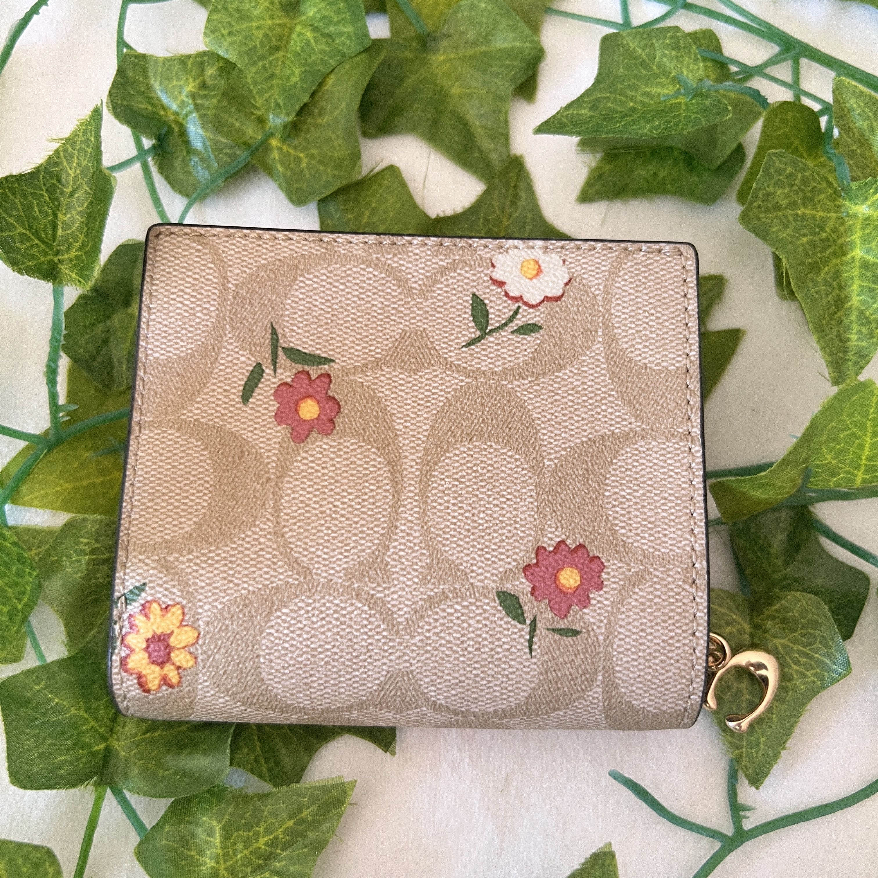 Snap Wallet In Signature Canvas With Nostalgic Ditsy Print
