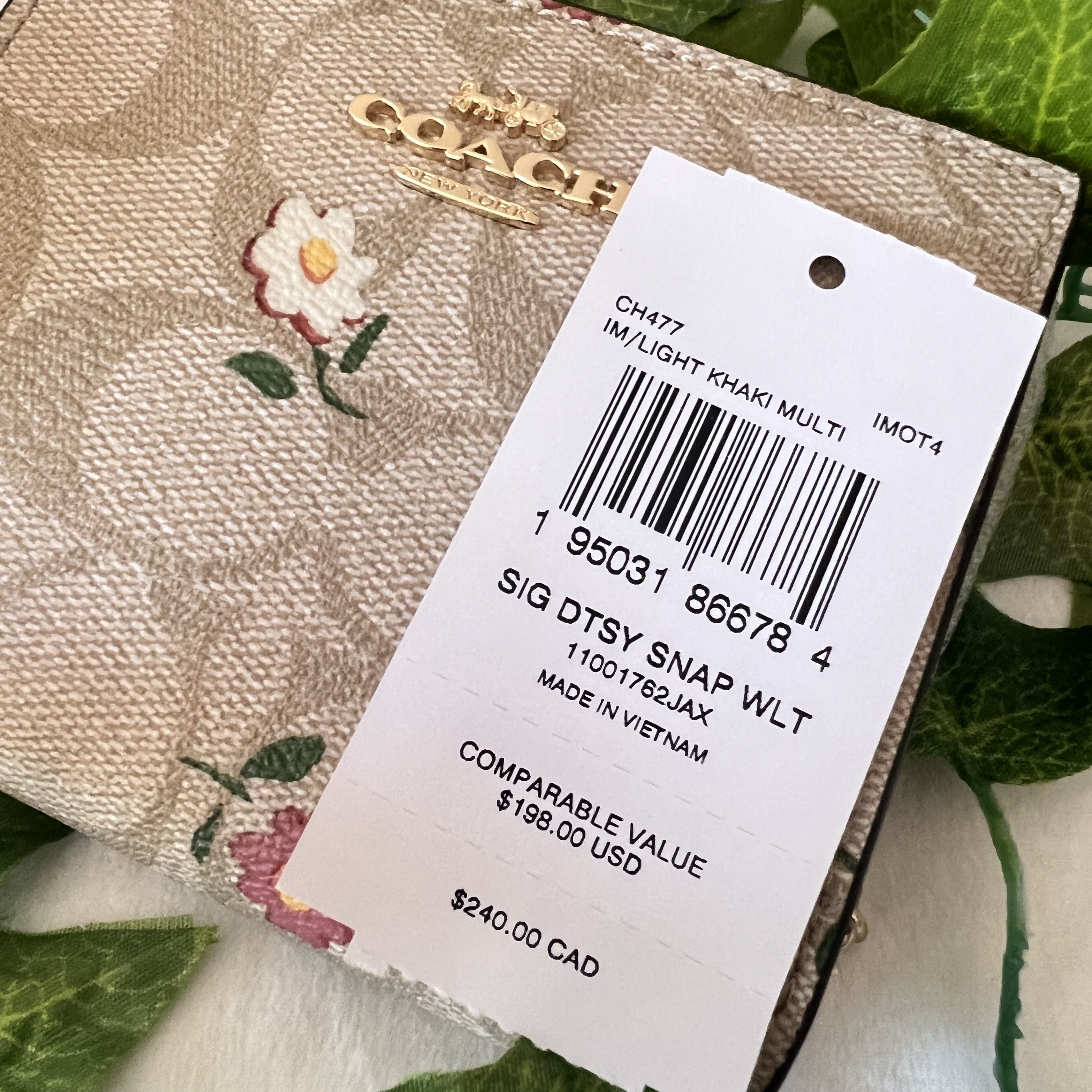 Snap Wallet In Signature Canvas With Nostalgic Ditsy Print
