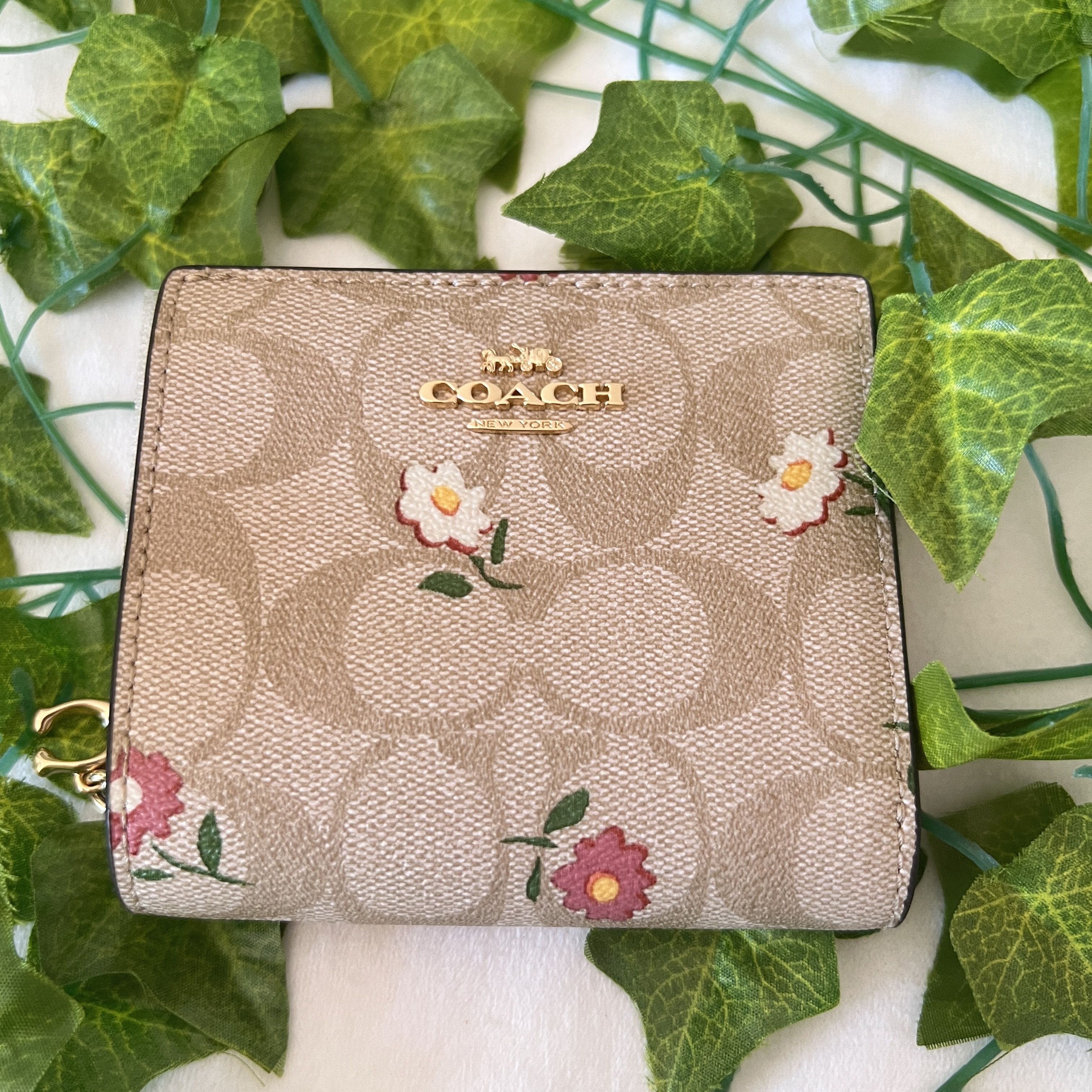 Snap Wallet In Signature Canvas With Nostalgic Ditsy Print