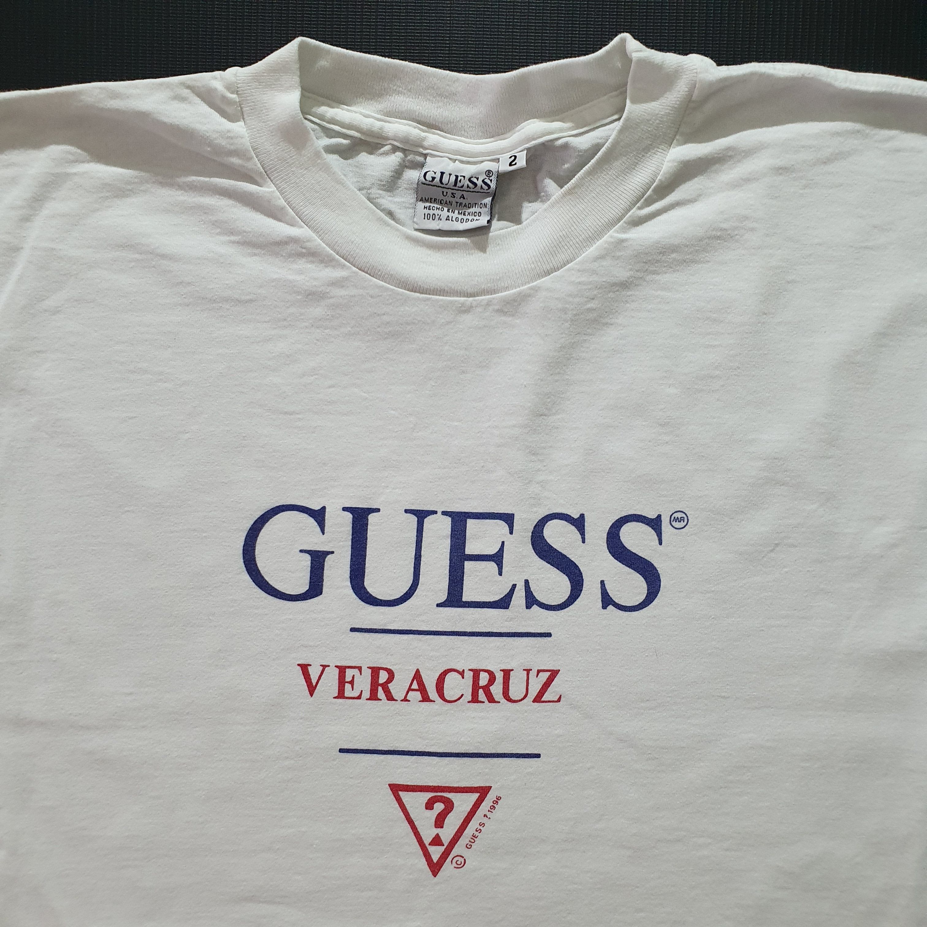image of '96 Vintage Guess Veracruz Tee Shirt Made In Usa in White, Men's (Size Medium)