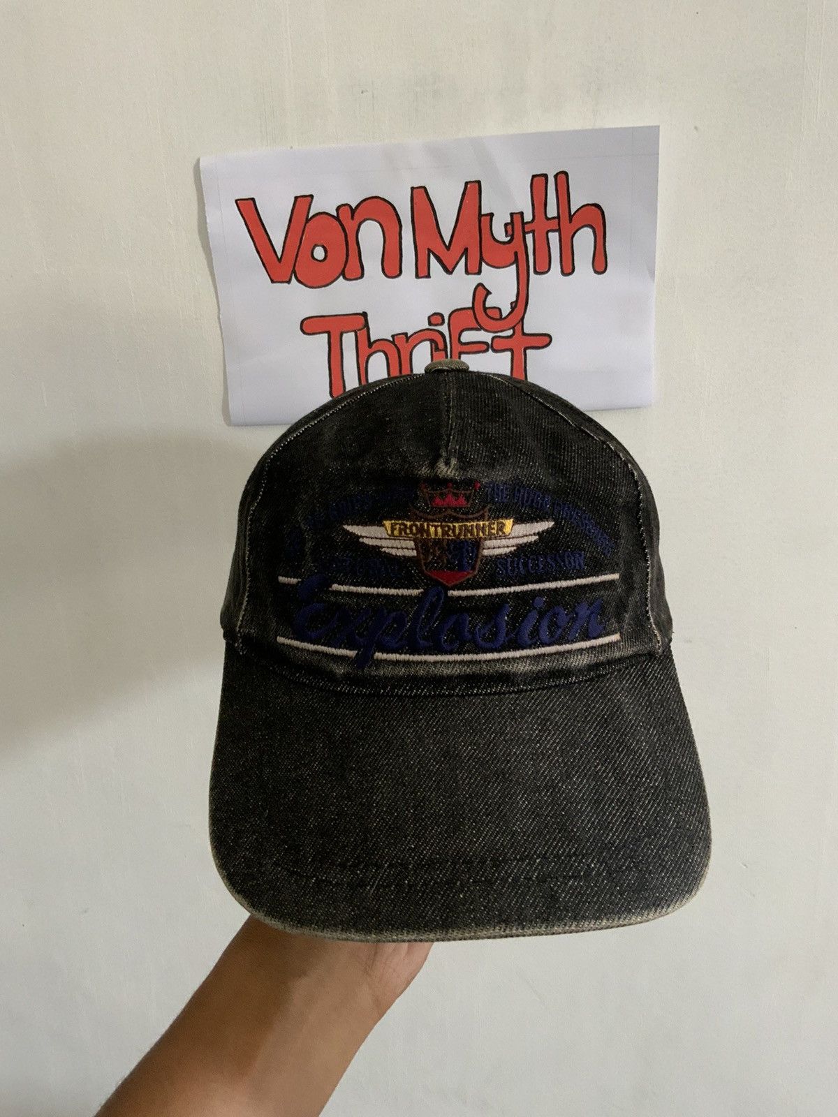 Japanese Brand Vintage Front Runner Explosion Fade Denime Hat Size ONE SIZE - 5 Thumbnail