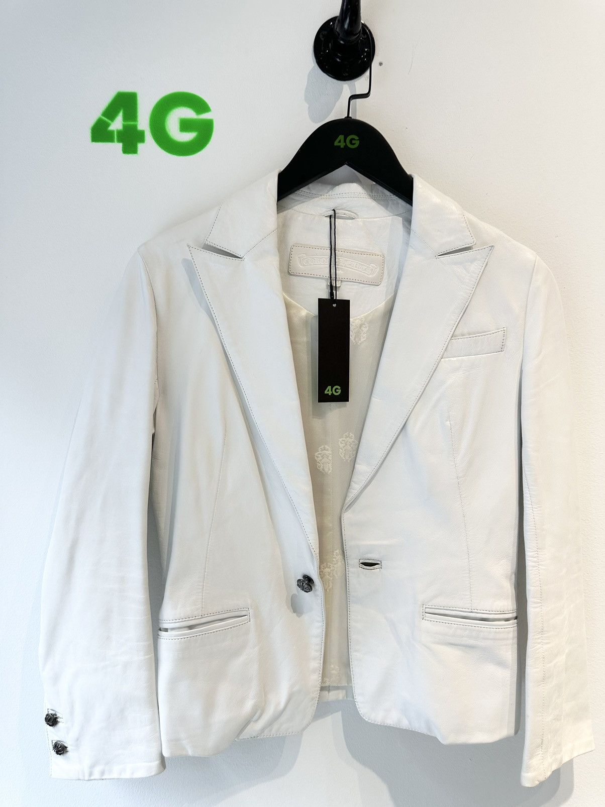 Chrome Hearts Chrome Hearts WHITE LEATHER Luxury Blazer Jacket Size US XS / EU 42 / 0 - 2 Thumbnail