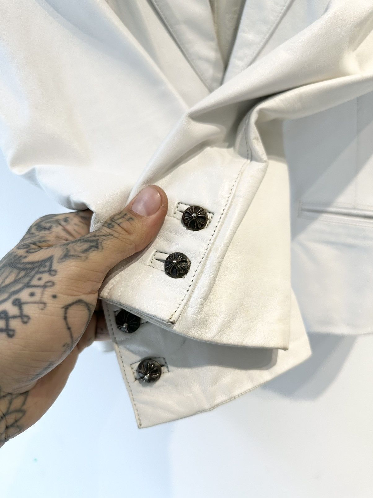 Chrome Hearts Chrome Hearts WHITE LEATHER Luxury Blazer Jacket Size US XS / EU 42 / 0 - 5 Thumbnail