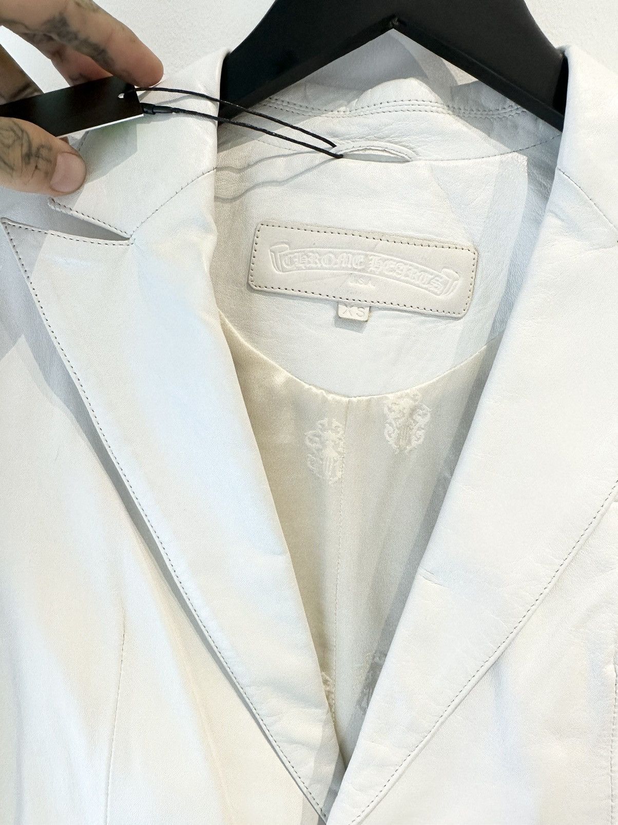 Chrome Hearts Chrome Hearts WHITE LEATHER Luxury Blazer Jacket Size US XS / EU 42 / 0 - 4 Thumbnail