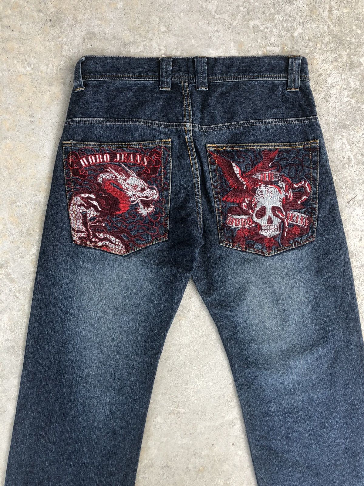 Japanese Brand Japanese hobo Dragon Skulls Embroidered Jeans Loose Cut Size US 34 / EU 50 - 8 Thumbnail