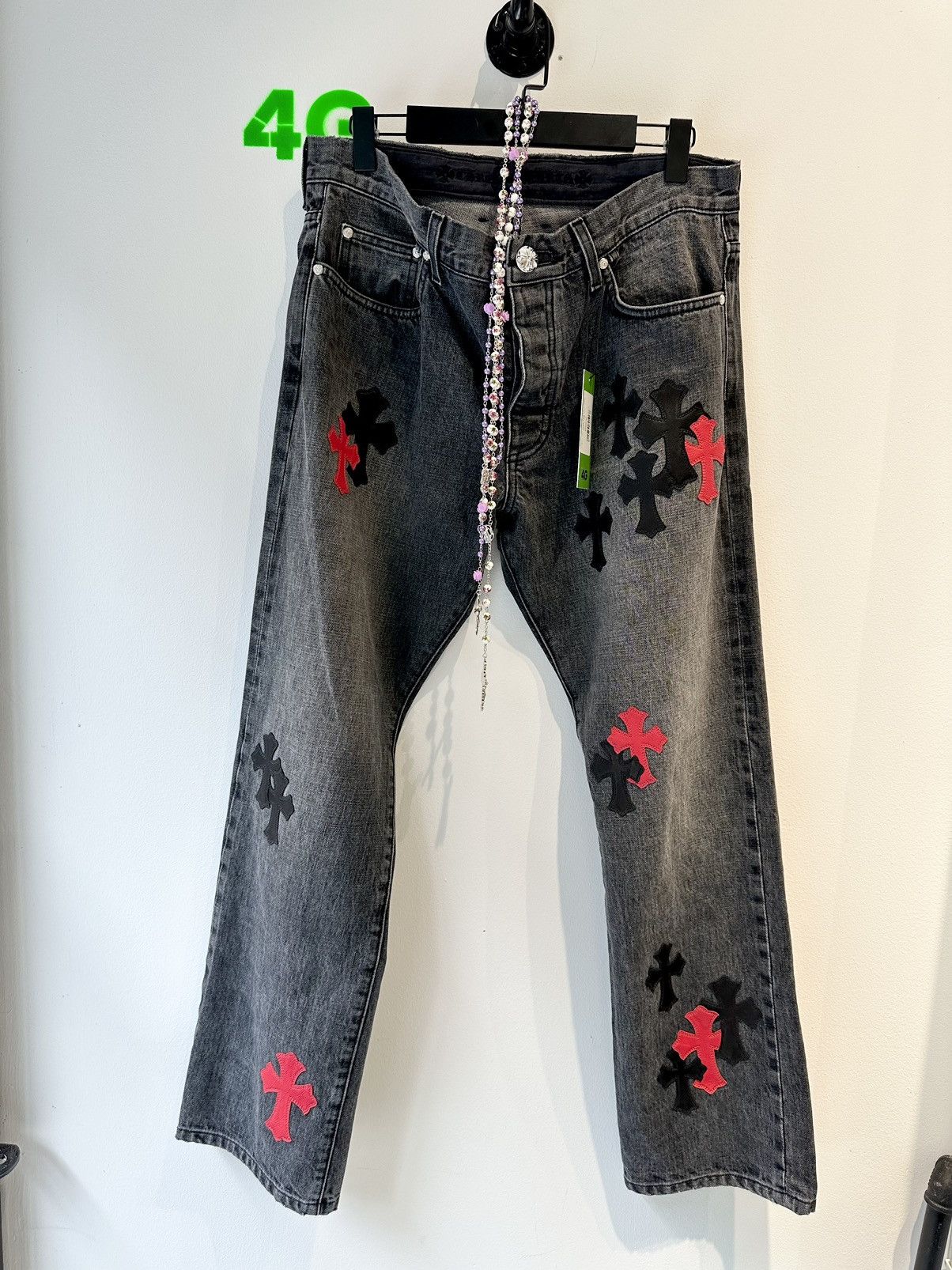 image of Chrome Hearts Red Black Cross Jeans Size 34 4Gseller, Men's