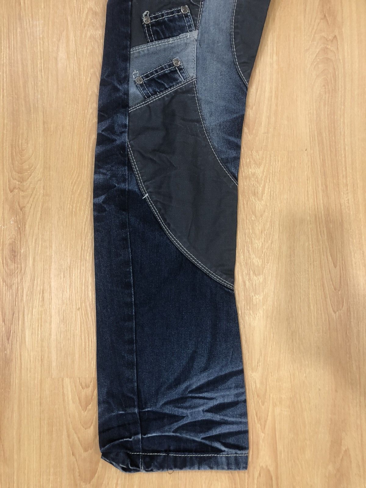 14th Addiction Japanese JAPRAG Double Waist Patchwork Distressed Denim Size US 30 / EU 46 - 8 Thumbnail