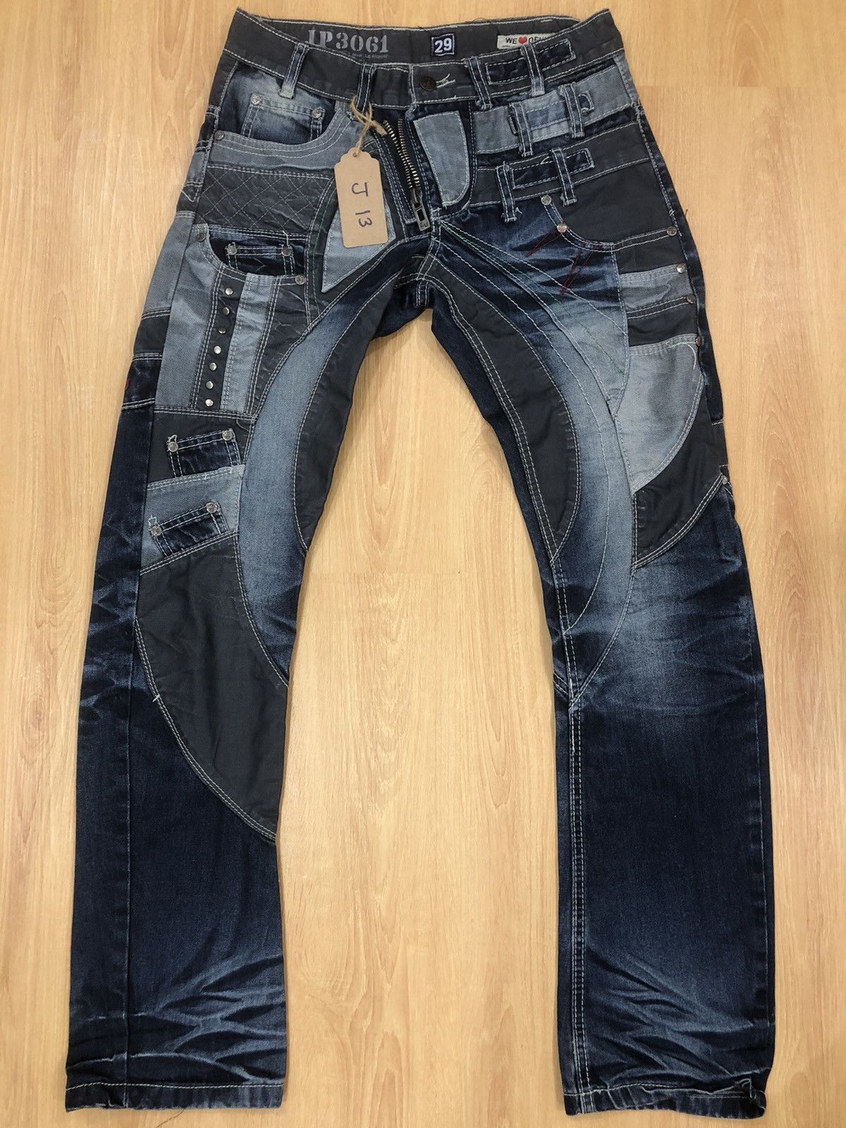 14th Addiction Japanese JAPRAG Double Waist Patchwork Distressed Denim Size US 30 / EU 46 - 1 Thumbnail