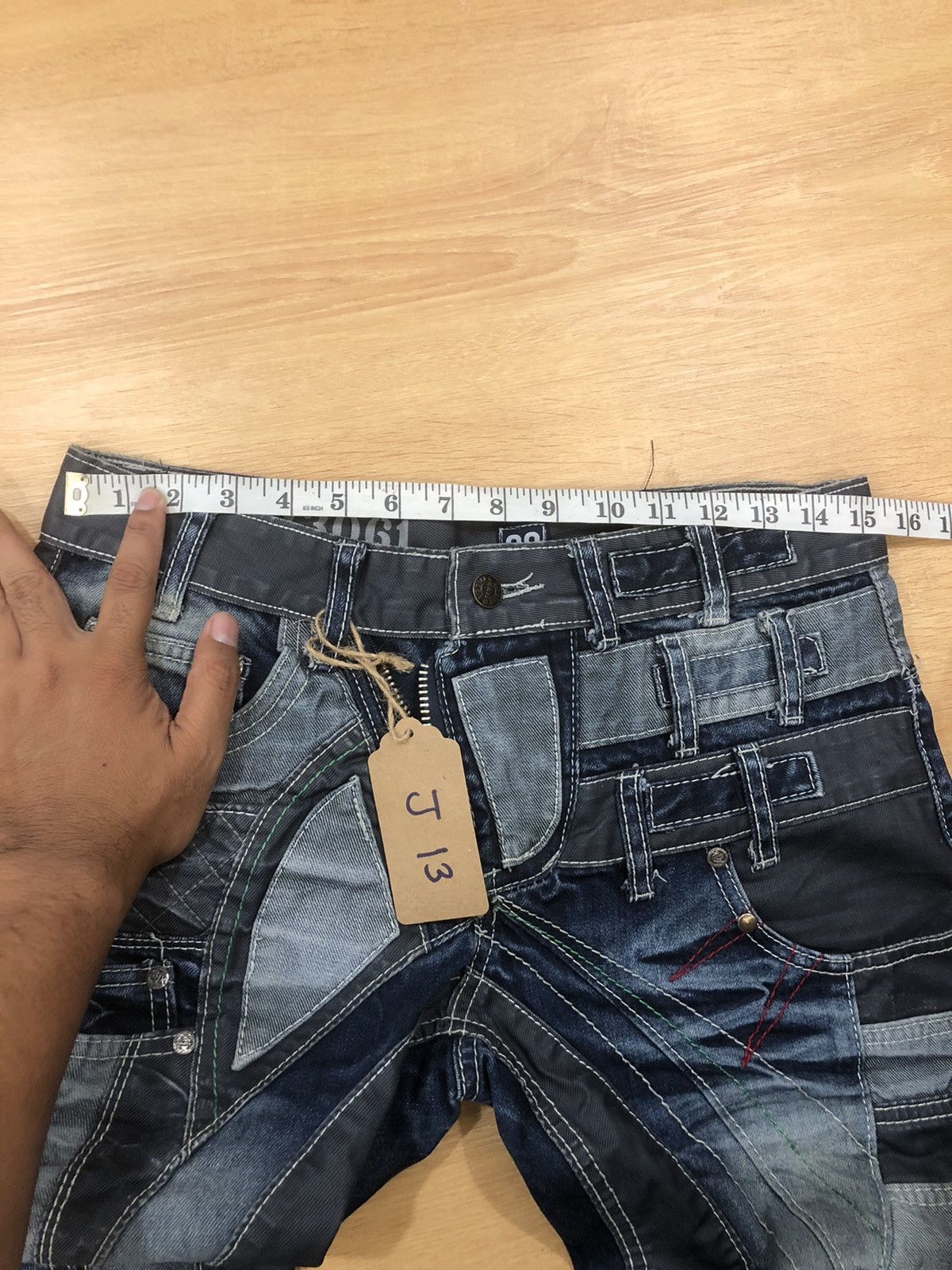14th Addiction Japanese JAPRAG Double Waist Patchwork Distressed Denim Size US 30 / EU 46 - 18 Thumbnail