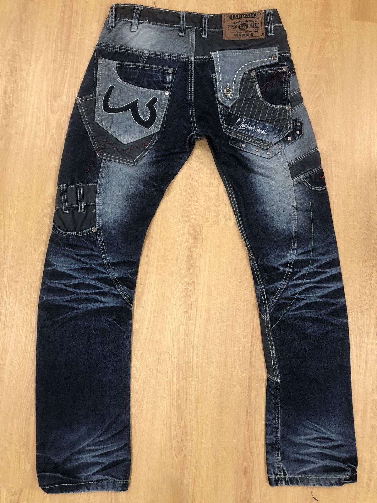 14th Addiction Japanese JAPRAG Double Waist Patchwork Distressed Denim Size US 30 / EU 46 - 3 Thumbnail