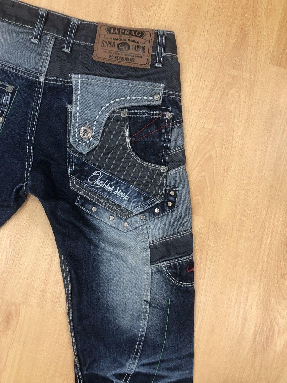 14th Addiction Japanese JAPRAG Double Waist Patchwork Distressed Denim Size US 30 / EU 46 - 11 Thumbnail