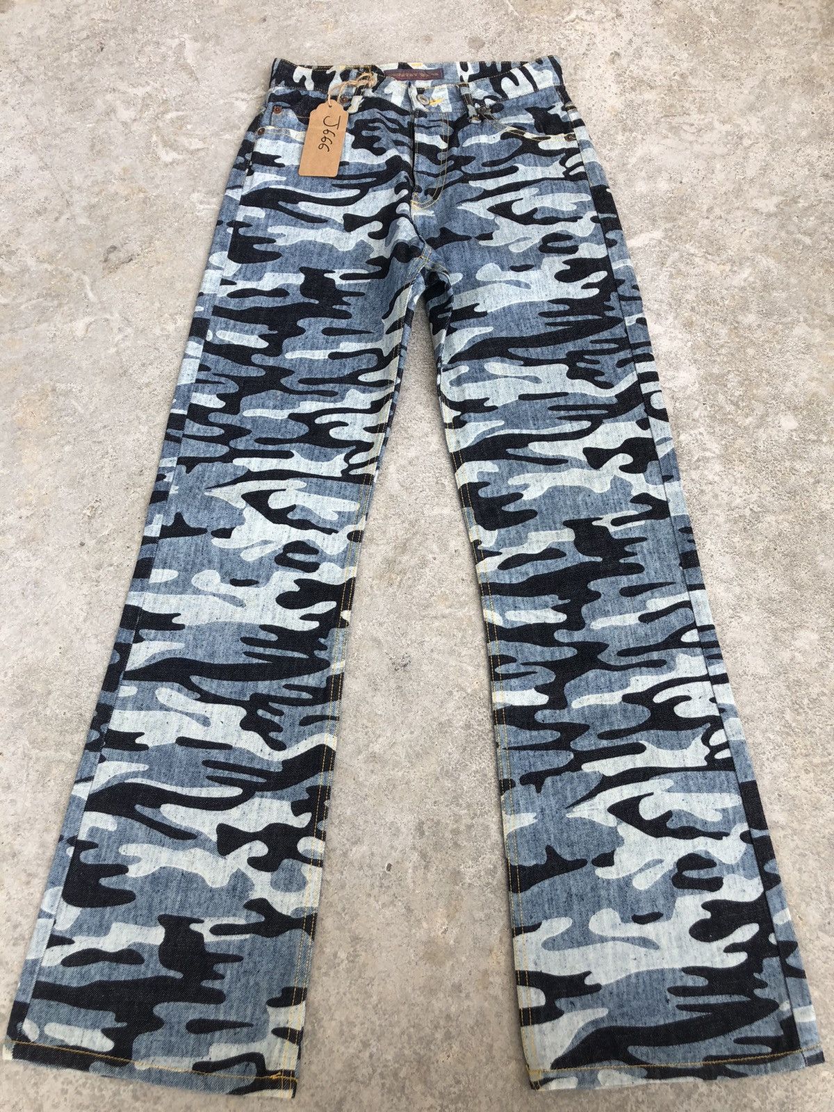 image of Vintage Japanese Ozone Community Flared Jeans in Camouflage, Men's (Size 26)