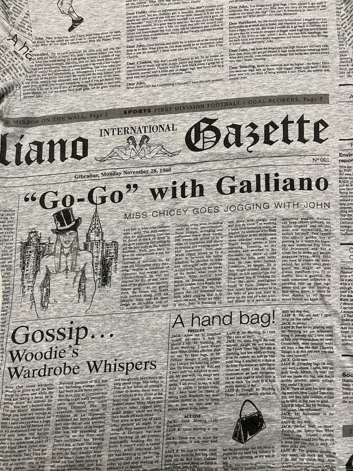 John Galliano John Galliano Underwear Newspaper Longsleeve Tees Size US S / EU 44-46 / 1 - 8 Thumbnail