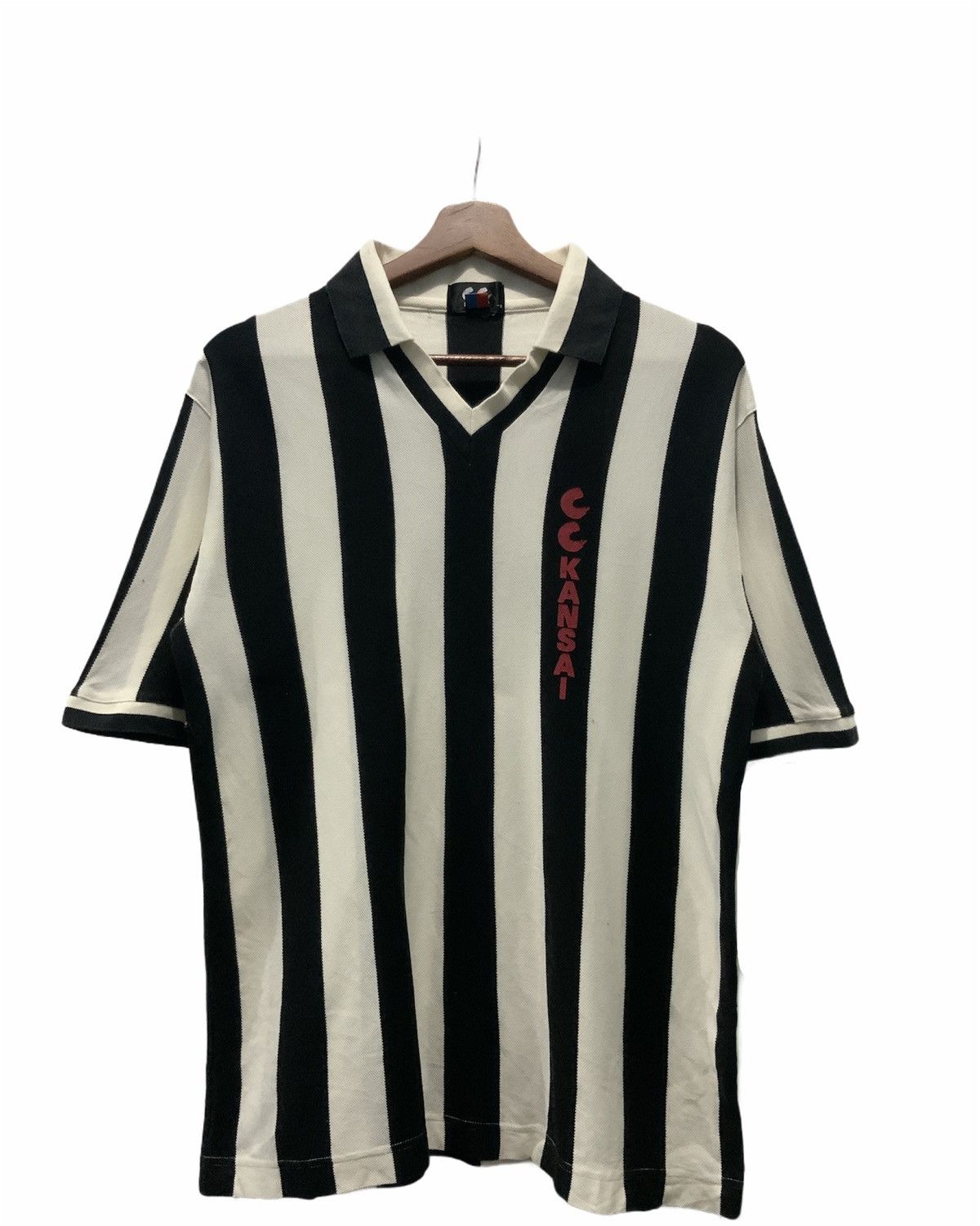 Japanese Brand CC Kansai Yamoto Striped Collar Avant Garde T shirt 