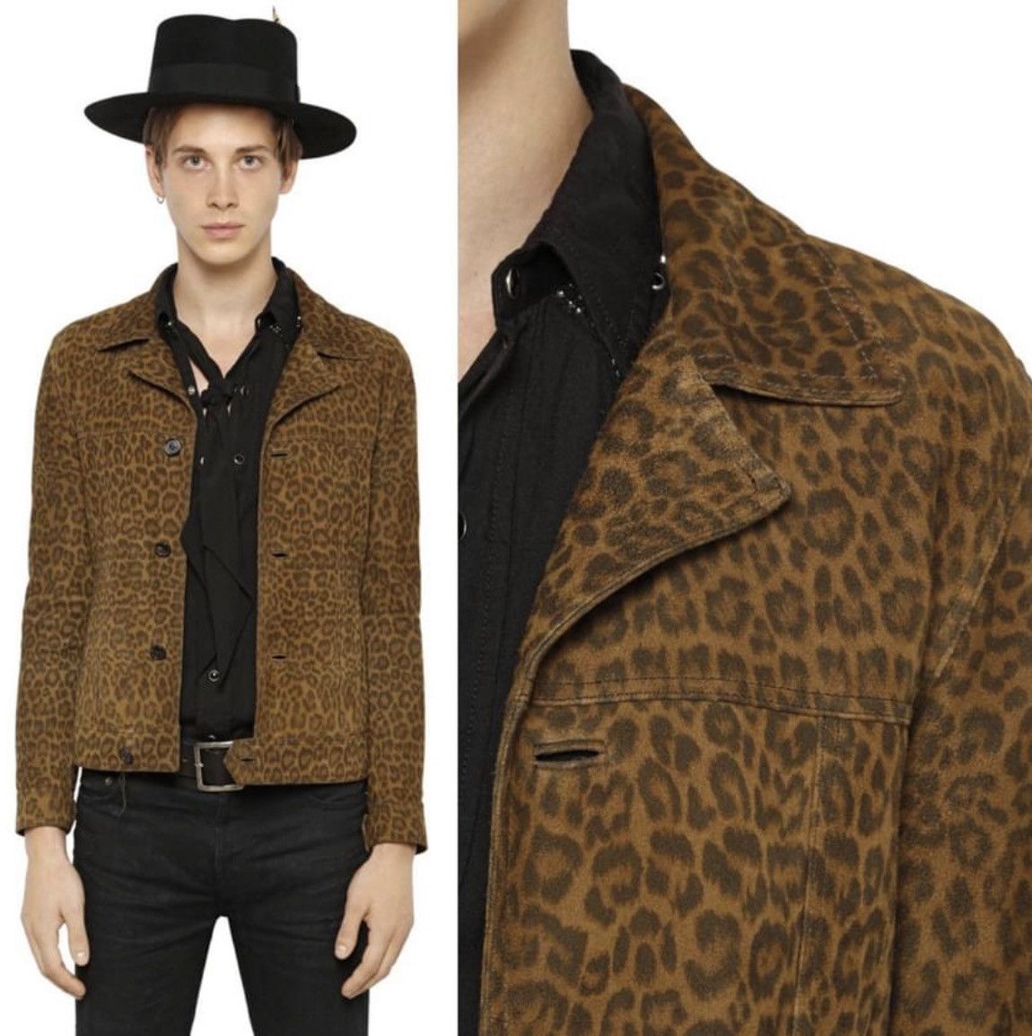 Hedi Slimane × Saint Laurent Paris 15SS Hedi Leopard Suede Trapper Jacket Sz46 Size US M / EU 48-50 / 2 - 9 Thumbnail