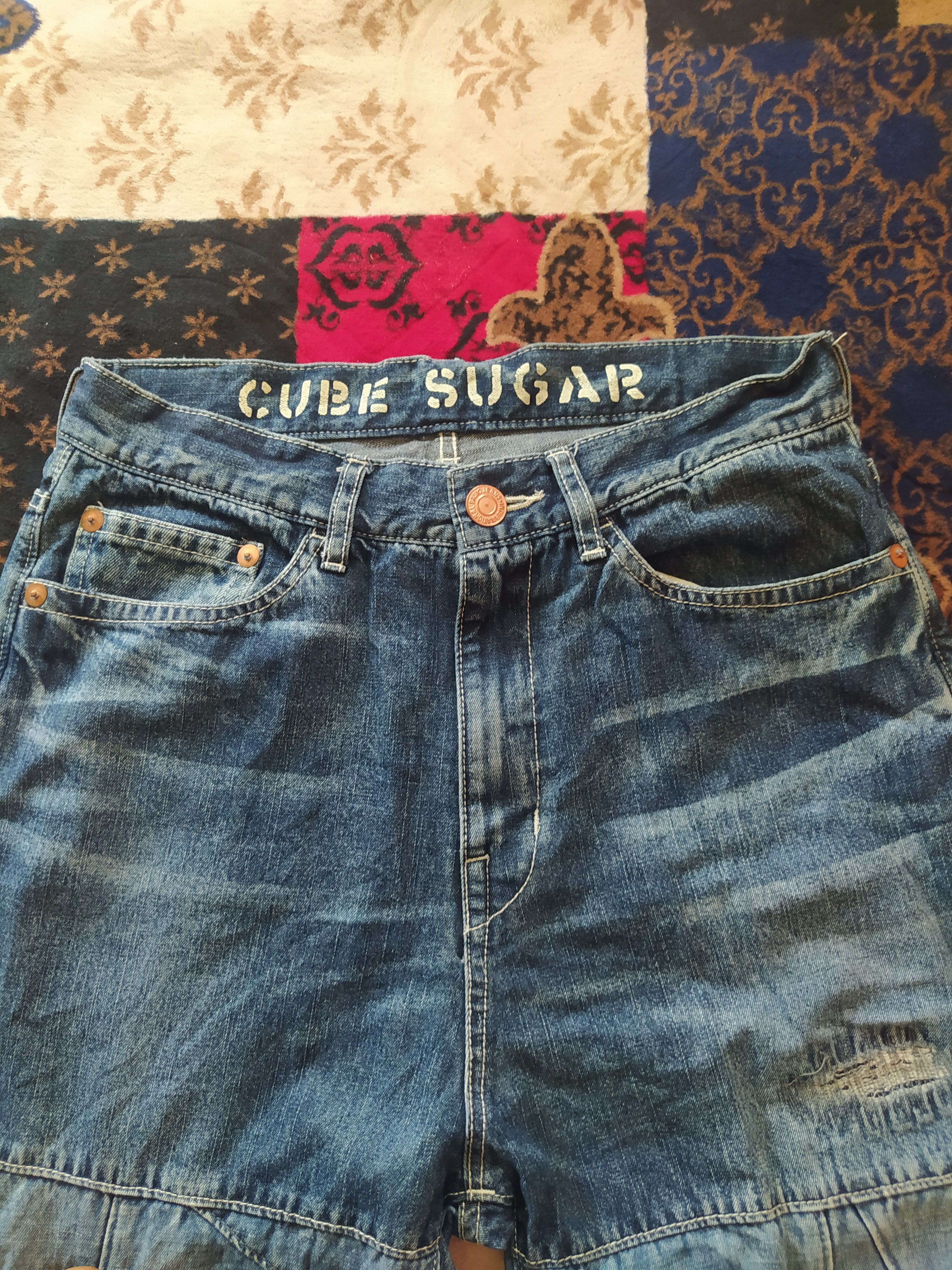 Japanese Brand Cube Sugar Patchwork Design Jeans Size US 31 - 5 Thumbnail