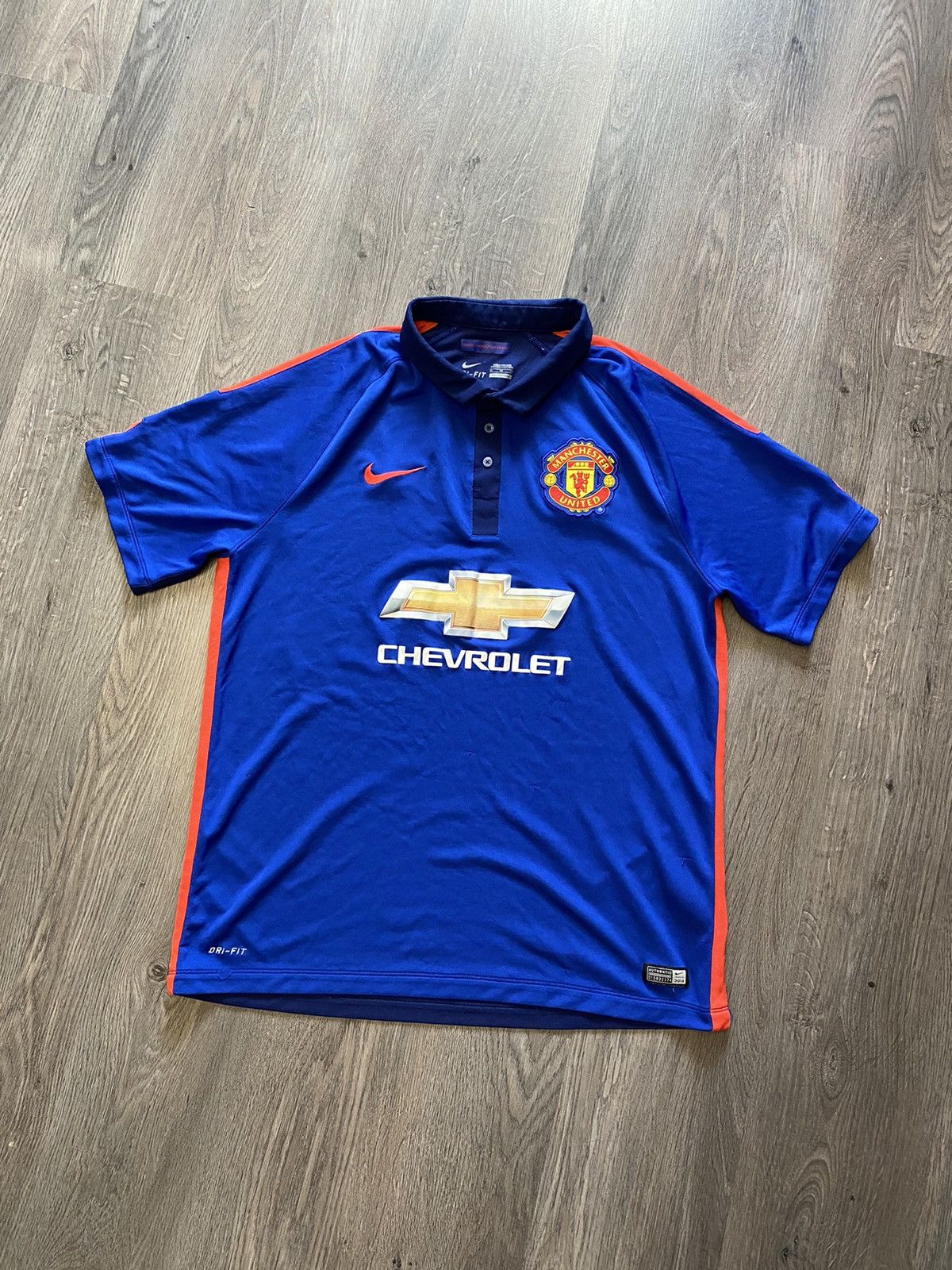 Pre-owned Jersey X Nike Manchester United 2014 2015 Third Football Soccer Jersey In Blue