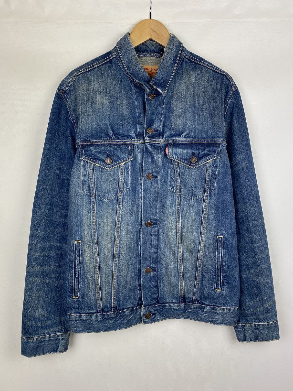 Levi's Mens 506 Denim Jacket Blue Medium Wash Buttons Flap Pockets Vintage shops M 40